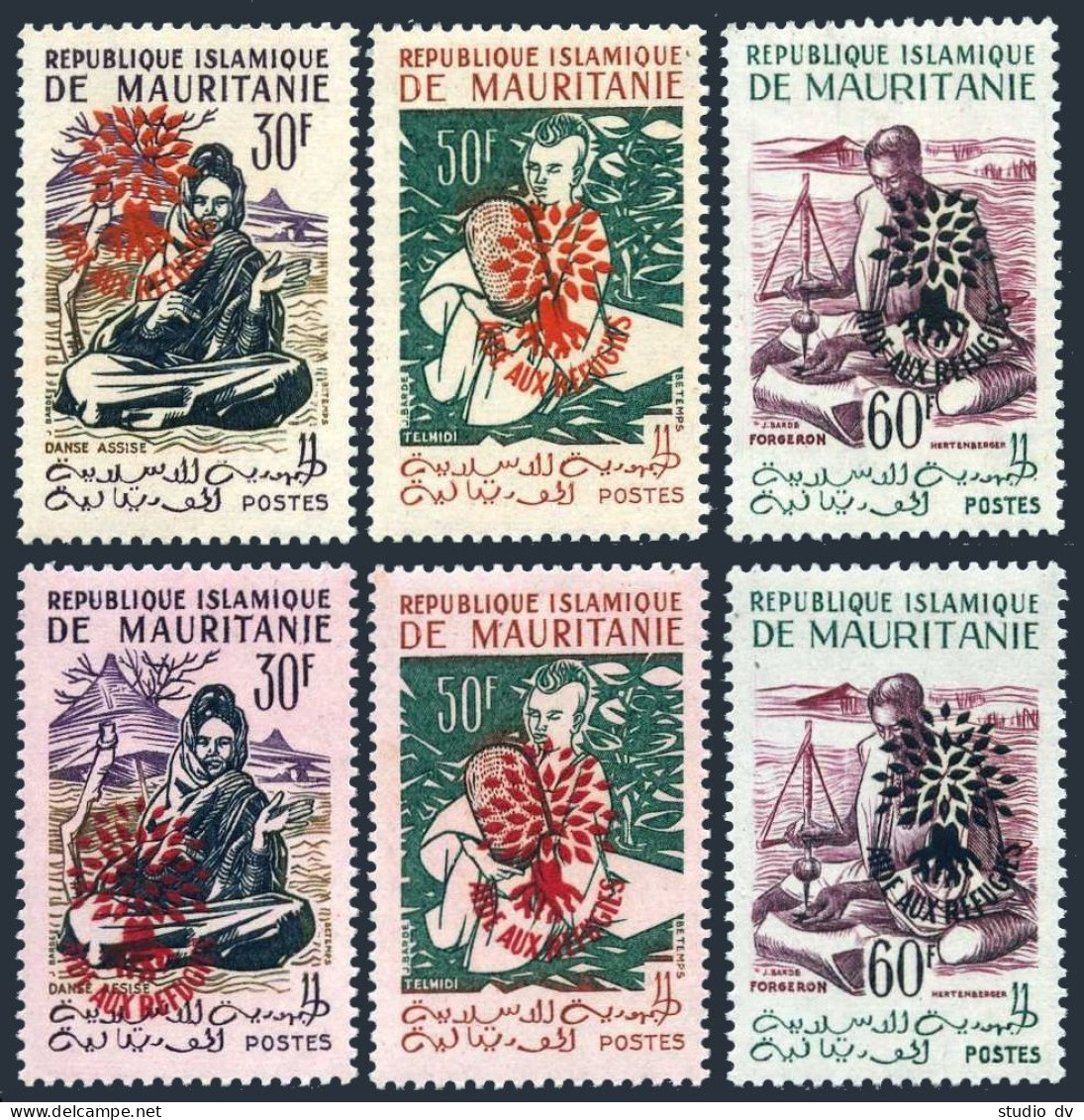 Mauritania 129-130,132 Var 2 Types,MNH.Michel III-V. World Refugee Year WRY-1962 - Mauritanie (1960-...)