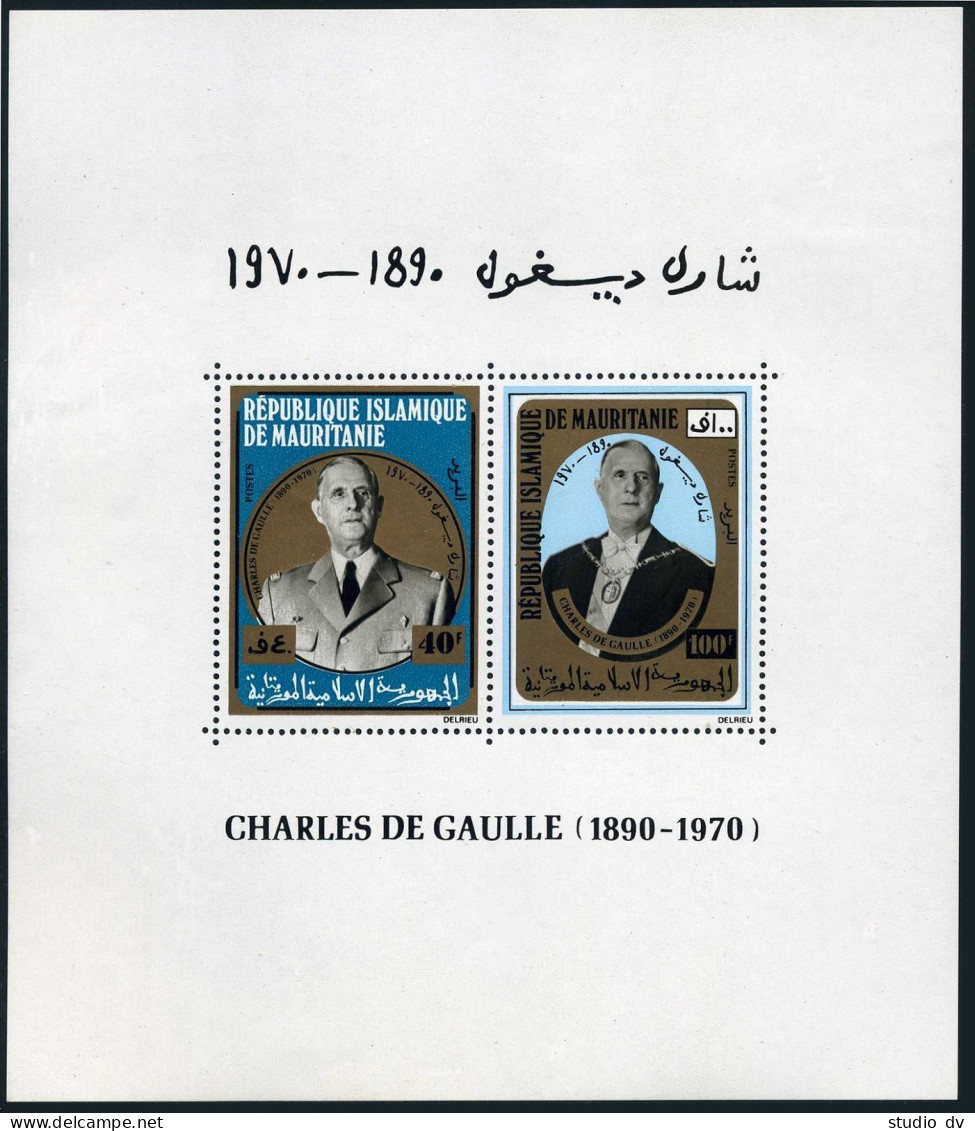 Mauritania 289-290,290a Sheet,MNH.Michel 418-419,Bl.9, Charles De Gaulle. - Mauritanie (1960-...)
