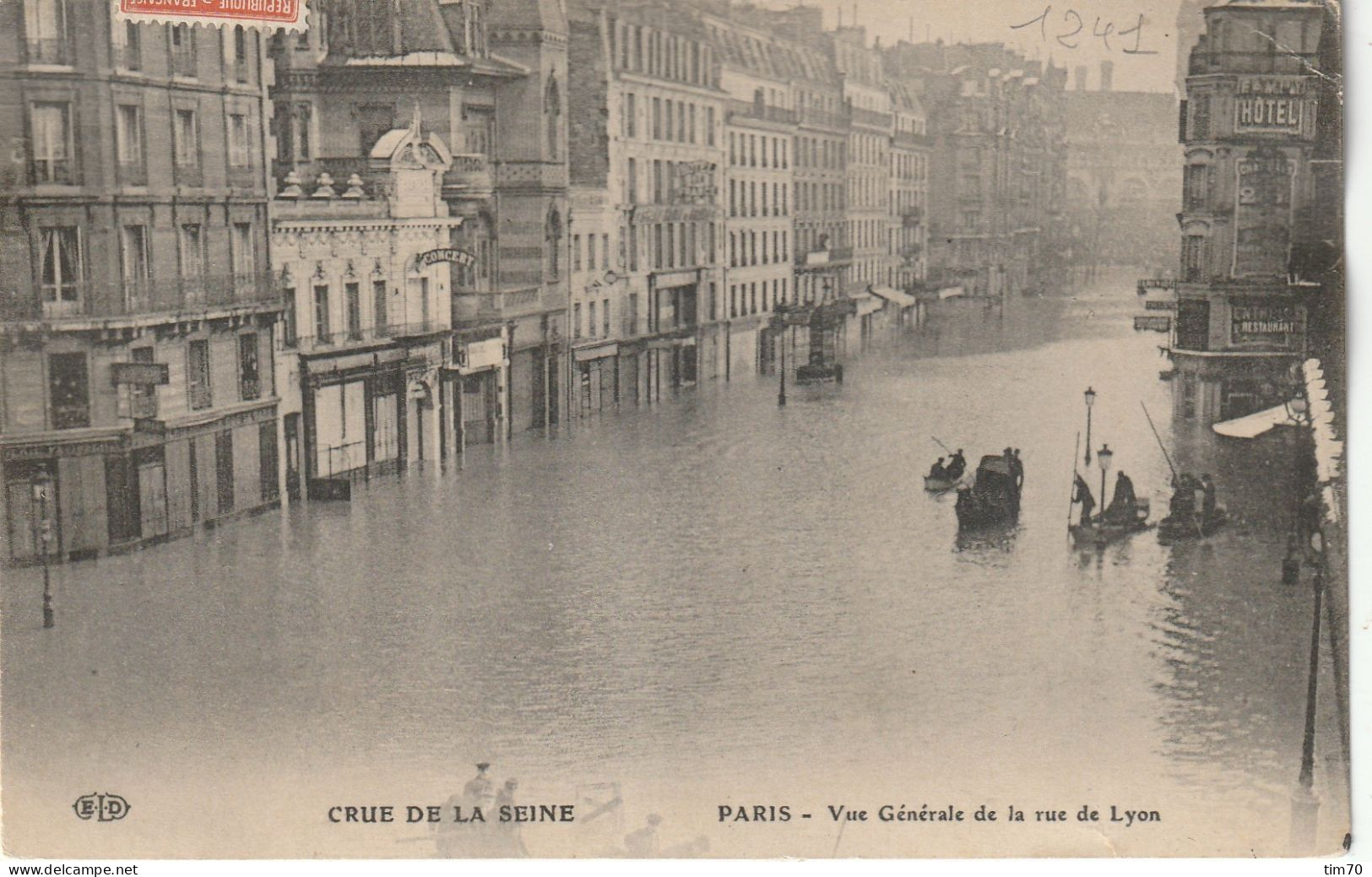 PARIS  DEPART   CRUE DE LA  SEINE 1910     VUE   GENERALE     RUE  DE  LYON - Überschwemmung 1910