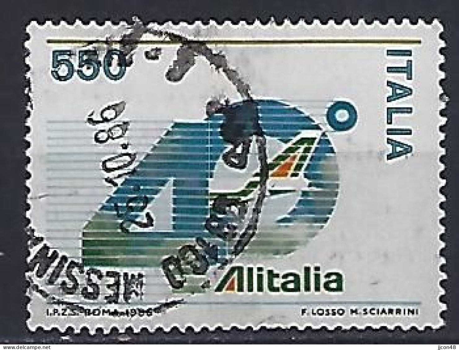Italy 1986  40 Jahre Fluggesellschaft "Alitalia  (o) Mi.1988 - 1981-90: Gebraucht