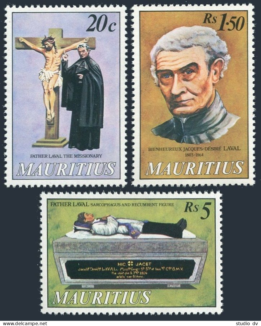 Mauritius 480-482, 482a Sheet. MNH. Father Laval, Physician, Missionary, 1979. - Mauritius (1968-...)