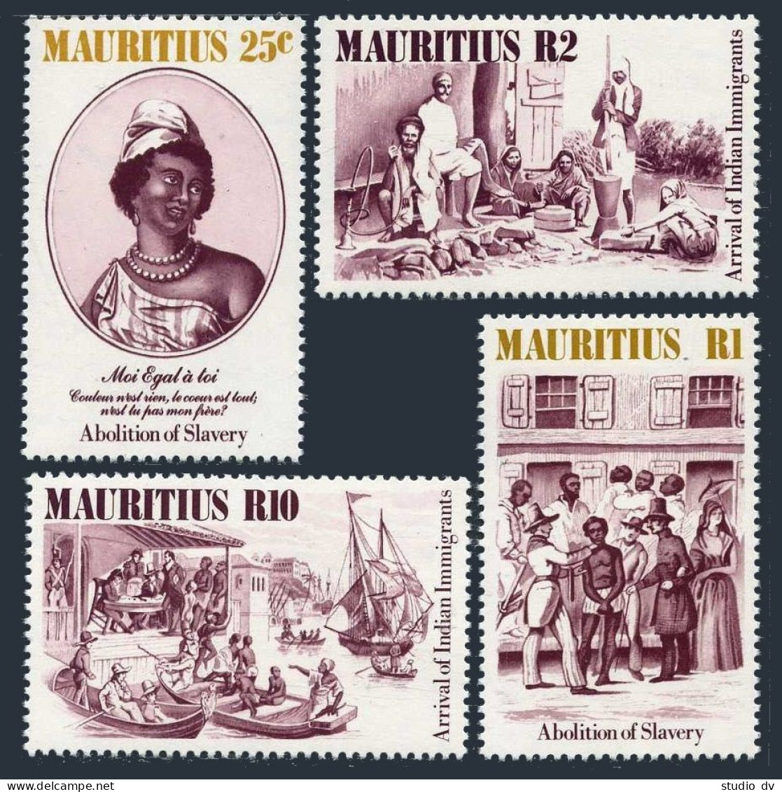 Mauritius 596-599, MNH.. Mi 592-595. Arrival Of Indian Immigrants, 1984 Slave, - Maurice (1968-...)