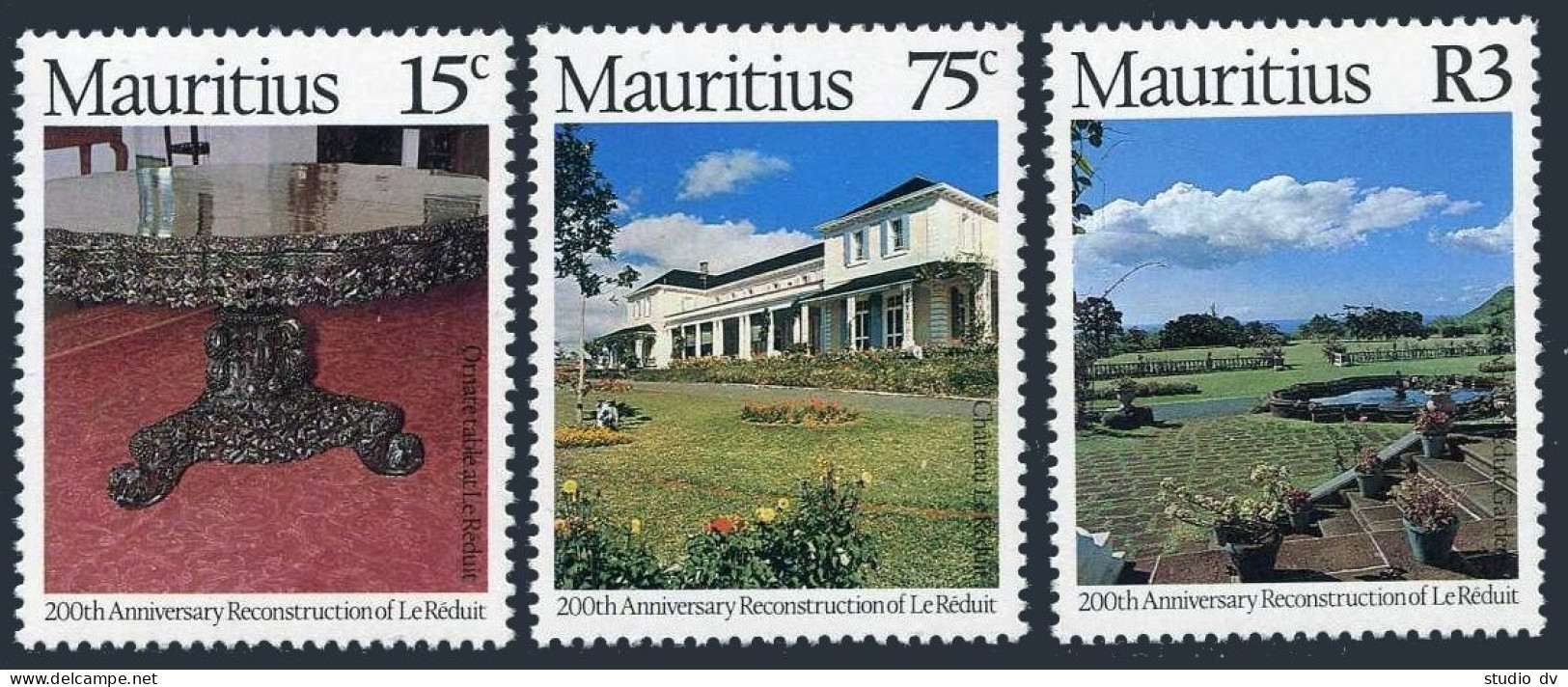 Mauritius 473-475, MNH. Michel 467-469. Chateau Le Reduit, 1978. Table, Garden. - Mauritius (1968-...)