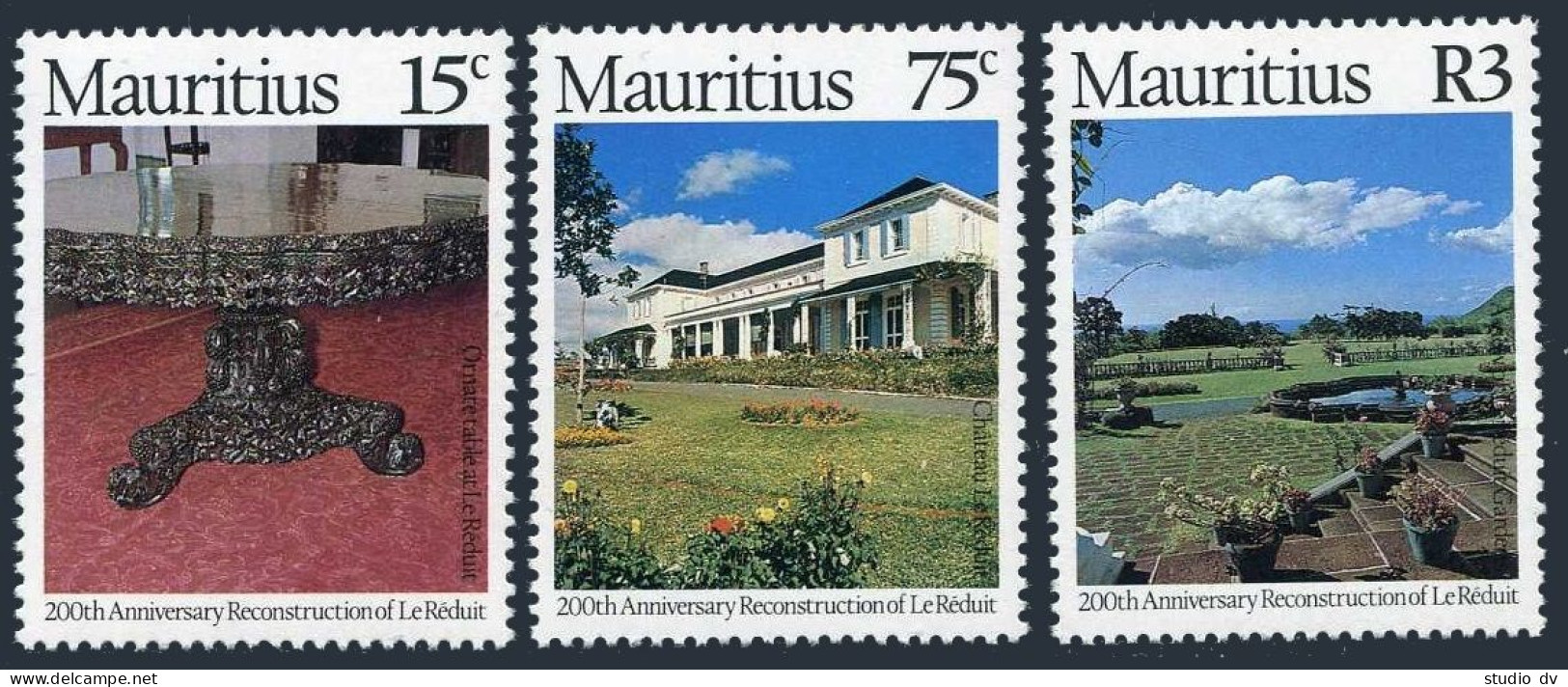 Mauritius 473-475, MNH. Michel 467-469. Chateau Le Reduit, 1978. Table, Garden. - Maurice (1968-...)