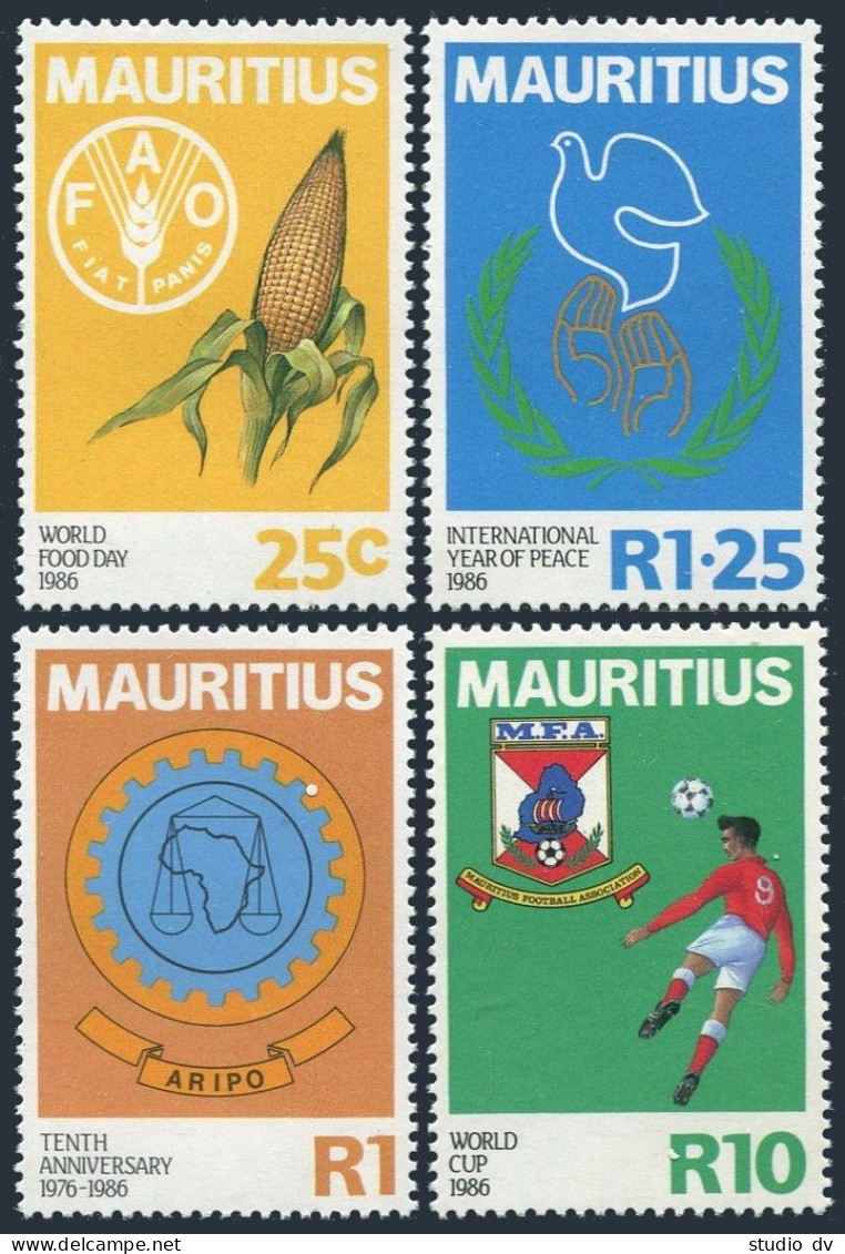 Mauritius 634-637, MNH. Mi 630-633. FAO,ARIPO, Peace Year,Soccer CupMexico-1986. - Maurice (1968-...)