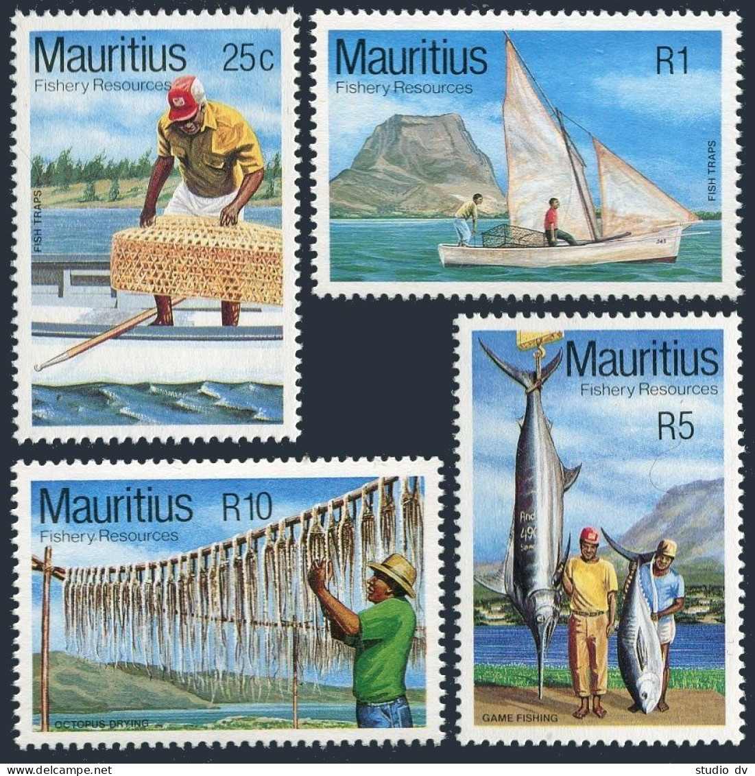 Mauritius 570-573,MNH.Mi 566-569. Fishery Resources 1983. Game Fishing, Octopus. - Mauritius (1968-...)