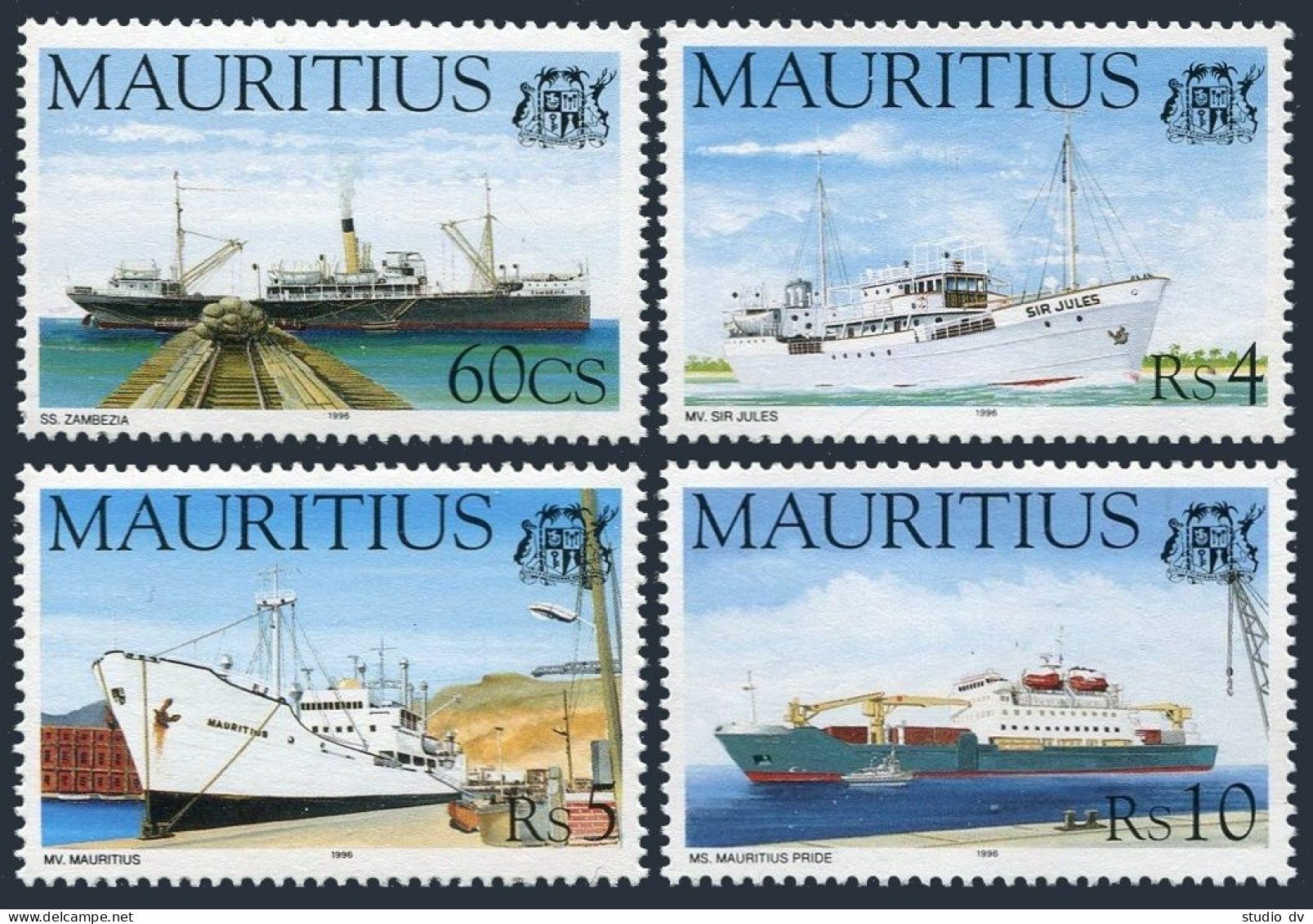 Mauritius 829-832, MNH. Michel 822-825. Ships 1996. - Mauritius (1968-...)