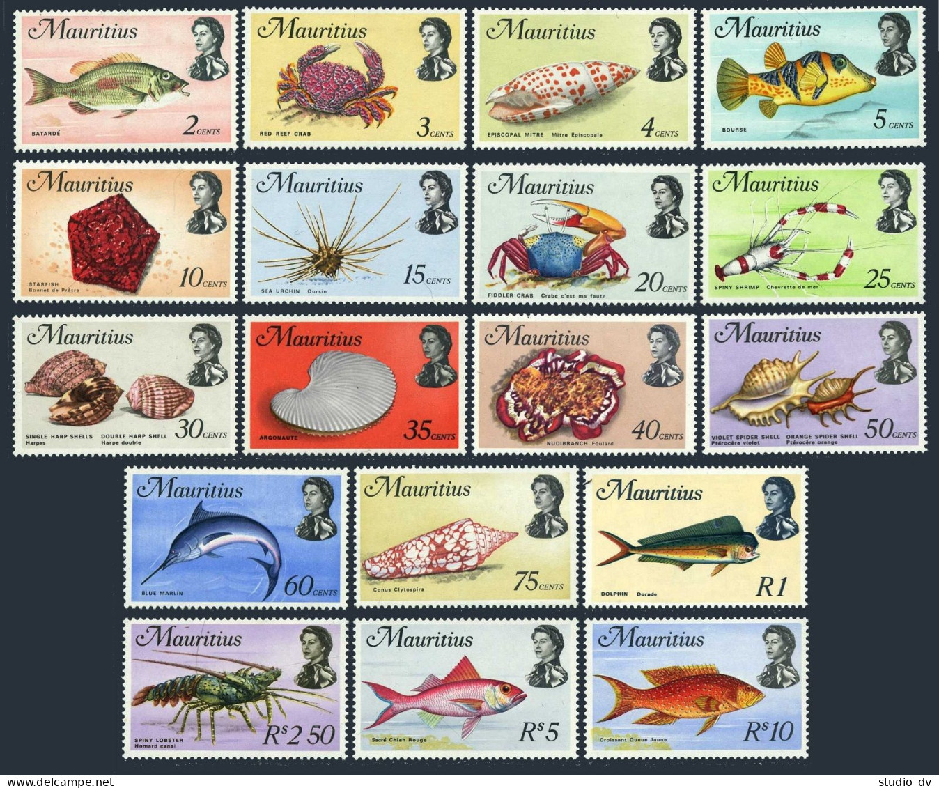 Mauritius 339-356, MNH. Mi 331-348. Crab, Fish, Lobster, Shells, Shrimp. 1969. - Maurice (1968-...)