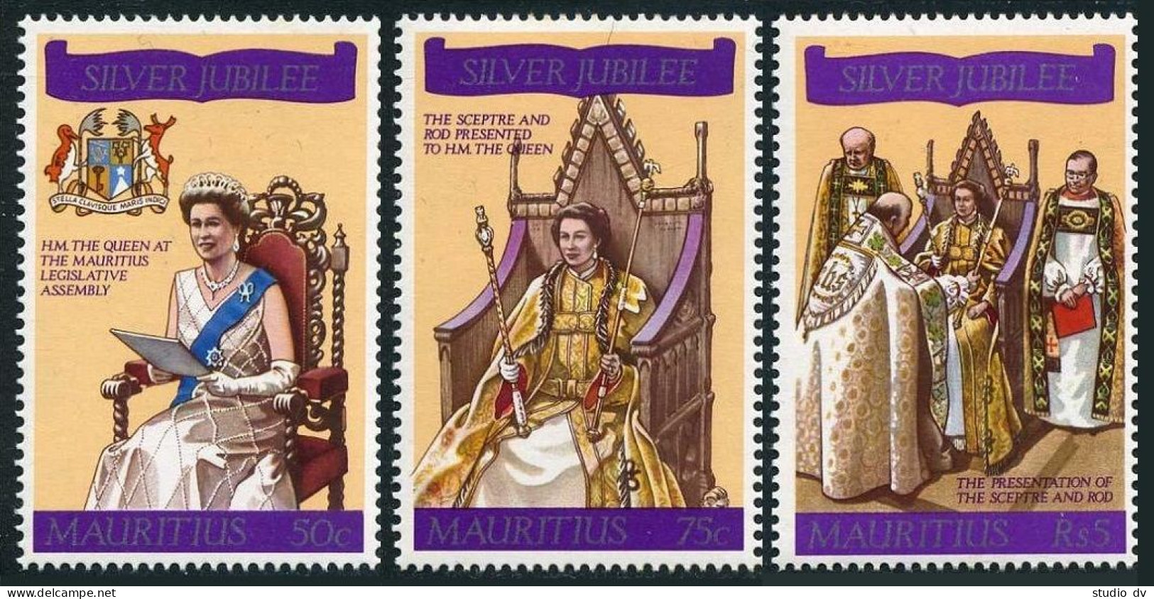 Mauritius 433-435, MNH. Michel 425-427. QE II Silver Jubilee Of Reign, 1977. - Mauritius (1968-...)