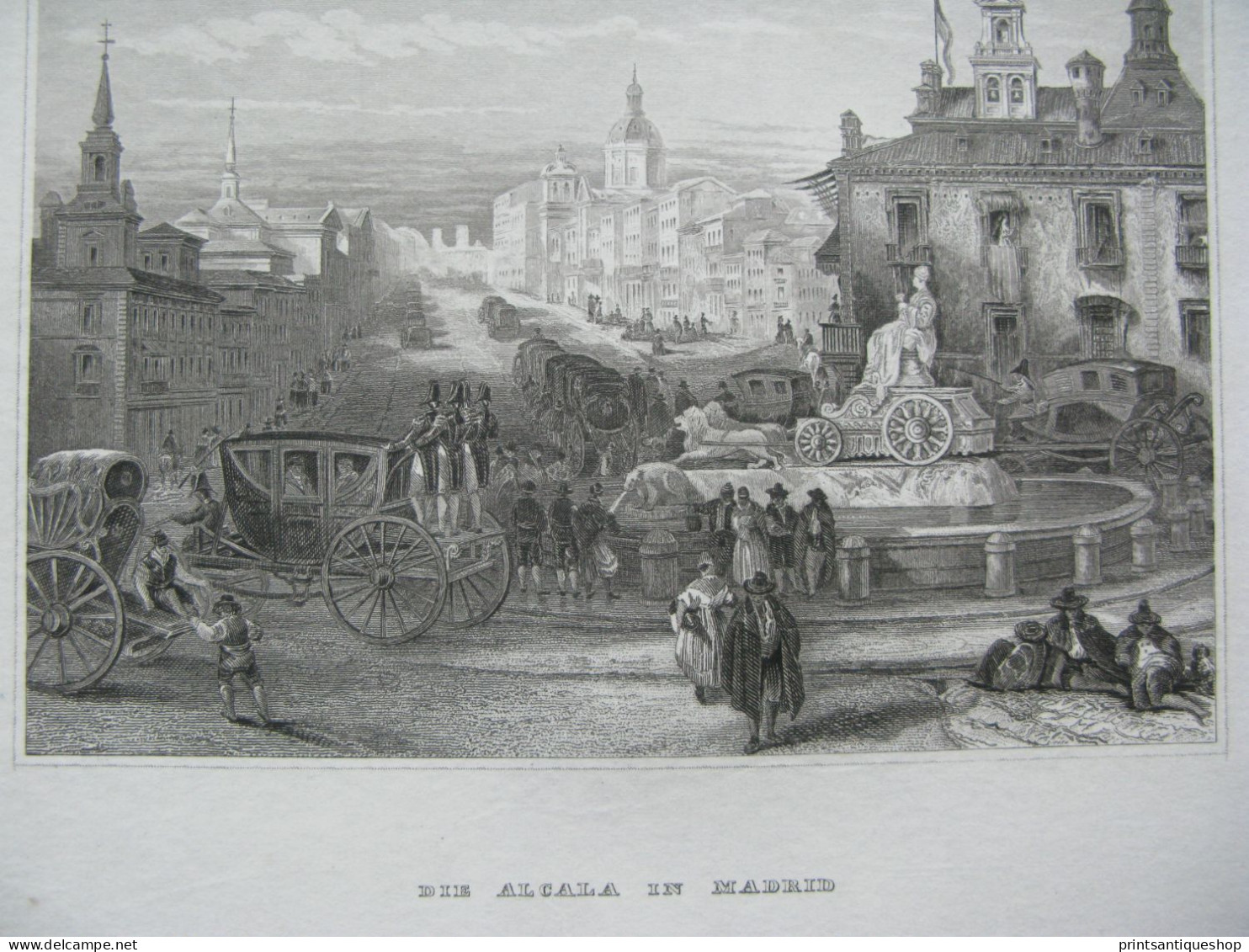 Spain 4x Antique Engraving  Madrid Prado Esqorial Alcala - Prints & Engravings