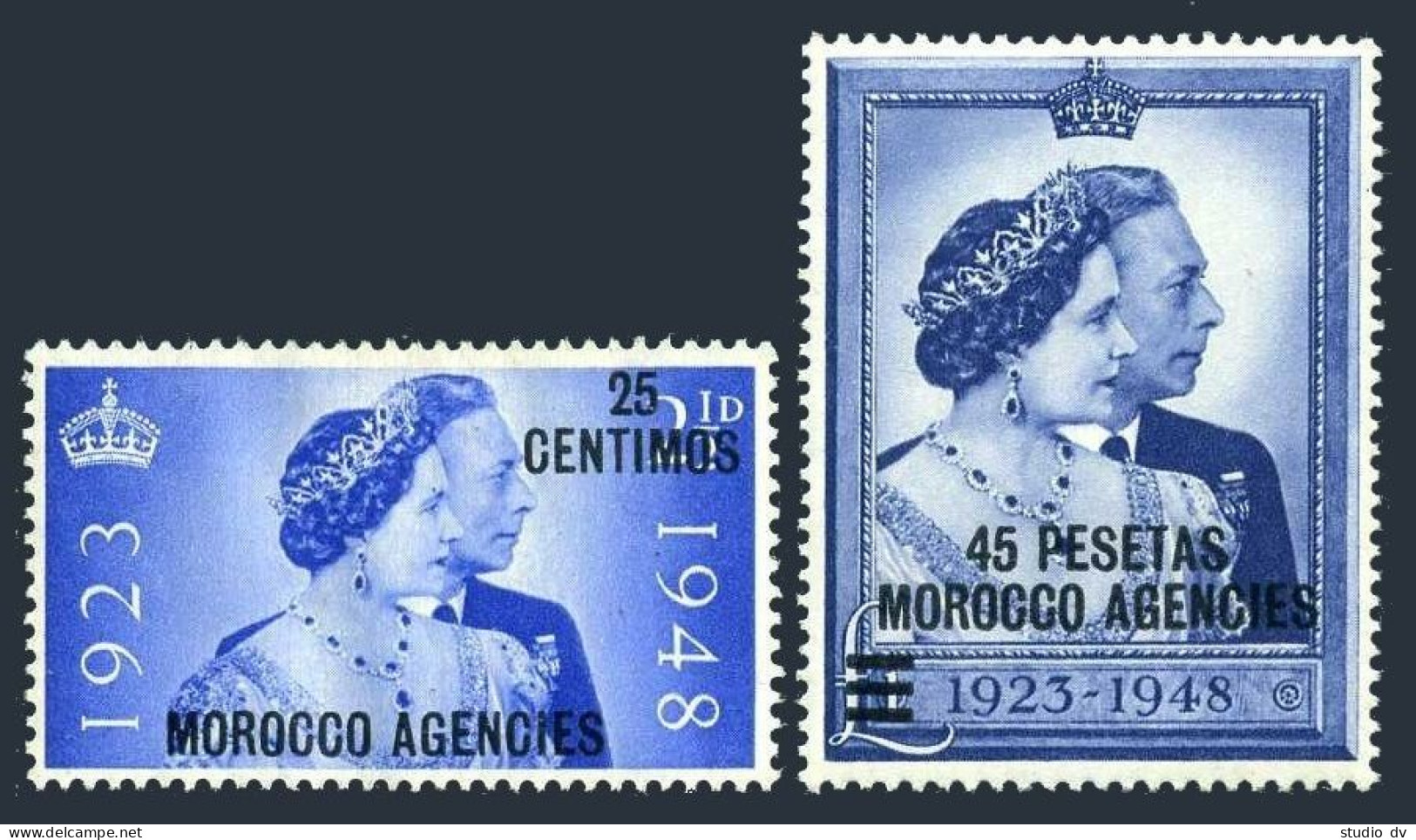 GB Offices In Morocco 93-94, Hinged. Silver Wedding 1948. George VI, Elizabeth. - Morocco (1956-...)