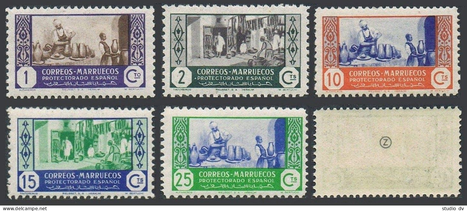 Spanish Morocco 250-254, MNH. Michel 250-256. 1946. Potters, Dyers, Blacksmith. - Marokko (1956-...)