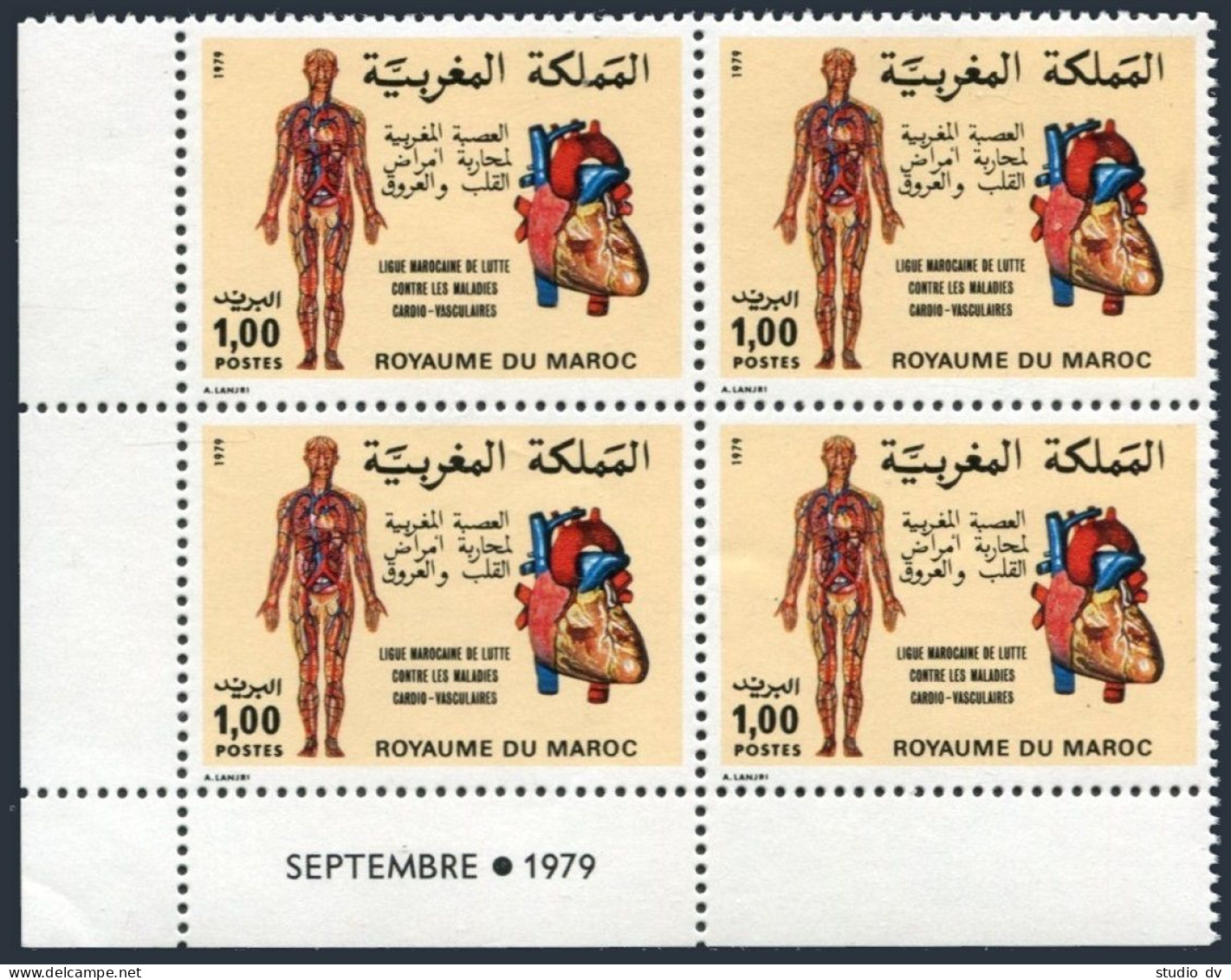 Morocco 459 Block/4,MNH.Michel 930. Fight Against Heart Disease,1980. - Marokko (1956-...)