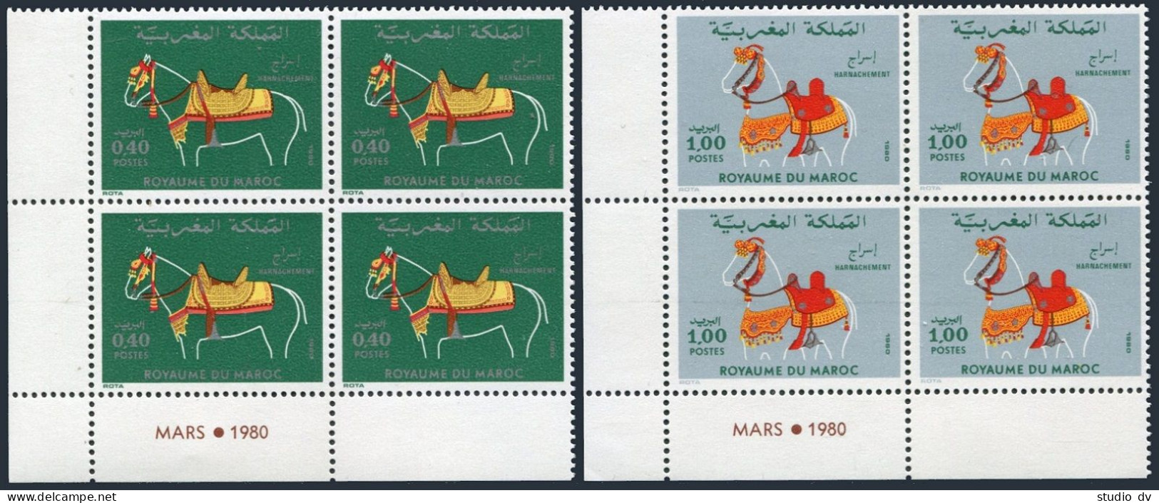 Morocco 462-463 Blocks/4,MNH.Michel 933-934. Ornamental Saddle And Harness,1980. - Maroc (1956-...)