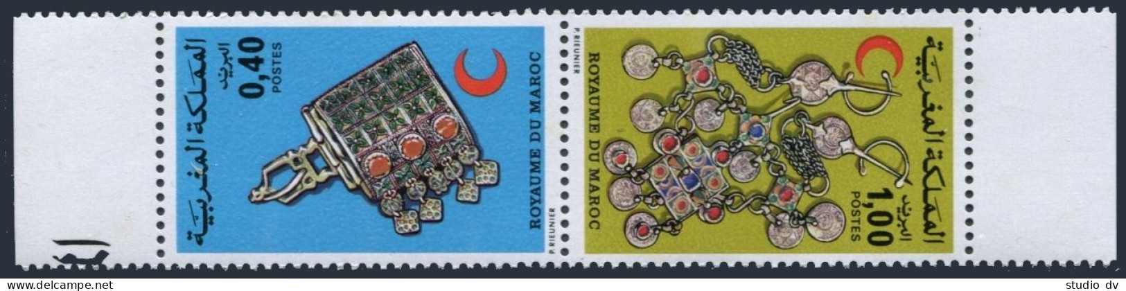 Morocco 373-374a Pair, MNH. Michel 835-836. Jewelry 1976. Pendant, Breastplate. - Marokko (1956-...)