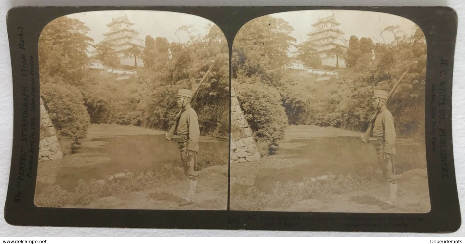 Photo Ancienne - Vue Stéréoscopique - Stéréo - Château Himeji - Forteresse Antique Féodale - Militaire - JAPON - Stereoscopic