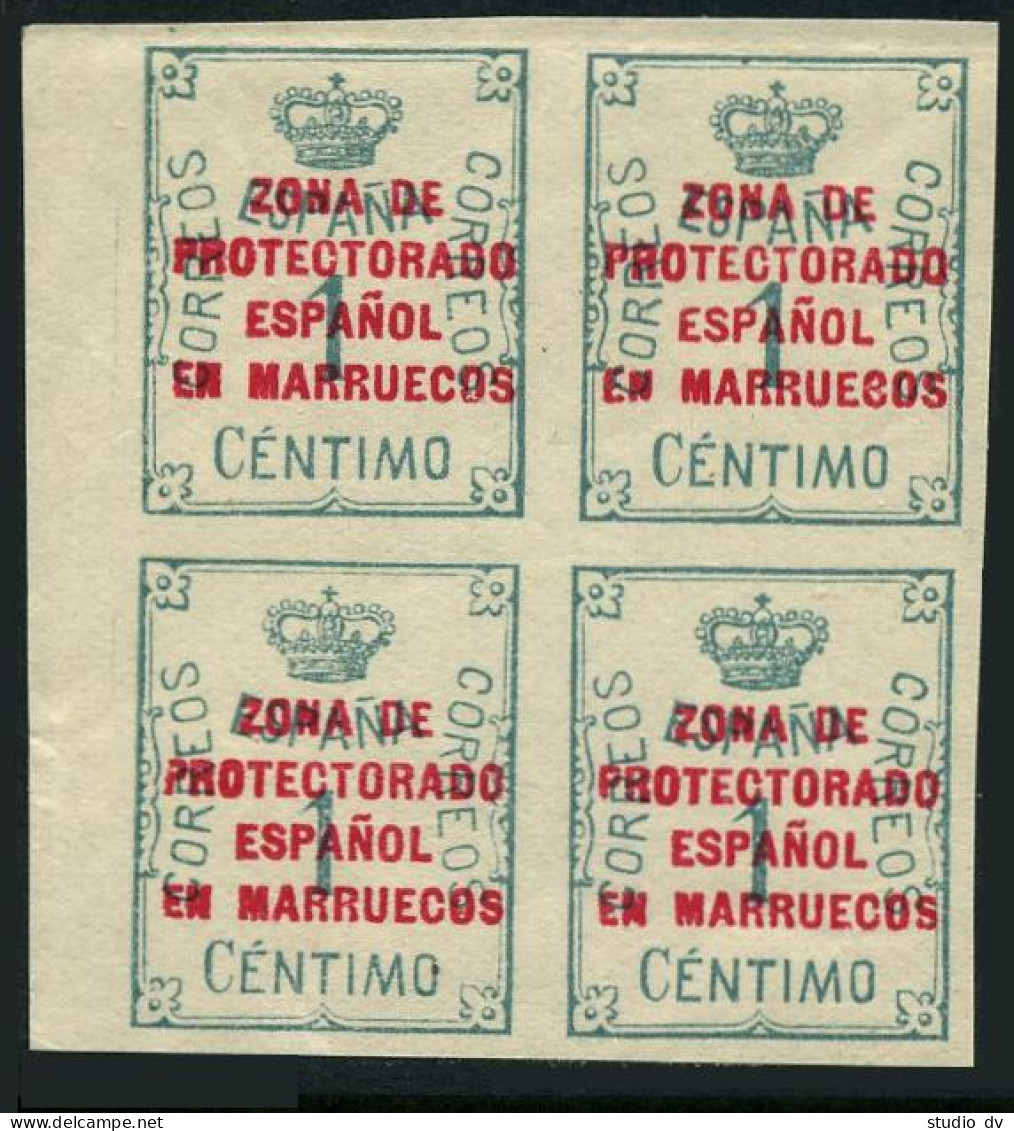 Spanish Morocco 77 Block/4,MNH.Michel 77. Overprinted In Red,1921. - Marokko (1956-...)