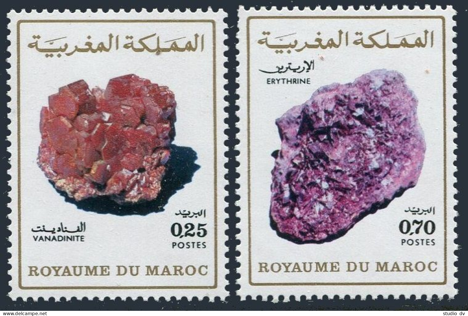 Morocco 313-314, MNH. Michel 764-765. Minerals 1974. Vanadinite, Erythrine. - Morocco (1956-...)
