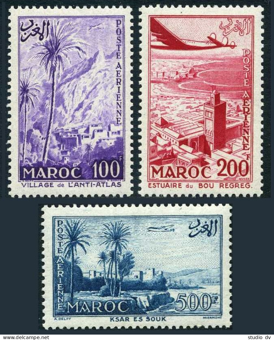Fr Morocco C53-C55,MNH. Mi 405-407. Views Of Rabat,Anti-Atlas,Ksar Es Souk,1955. - Maroc (1956-...)