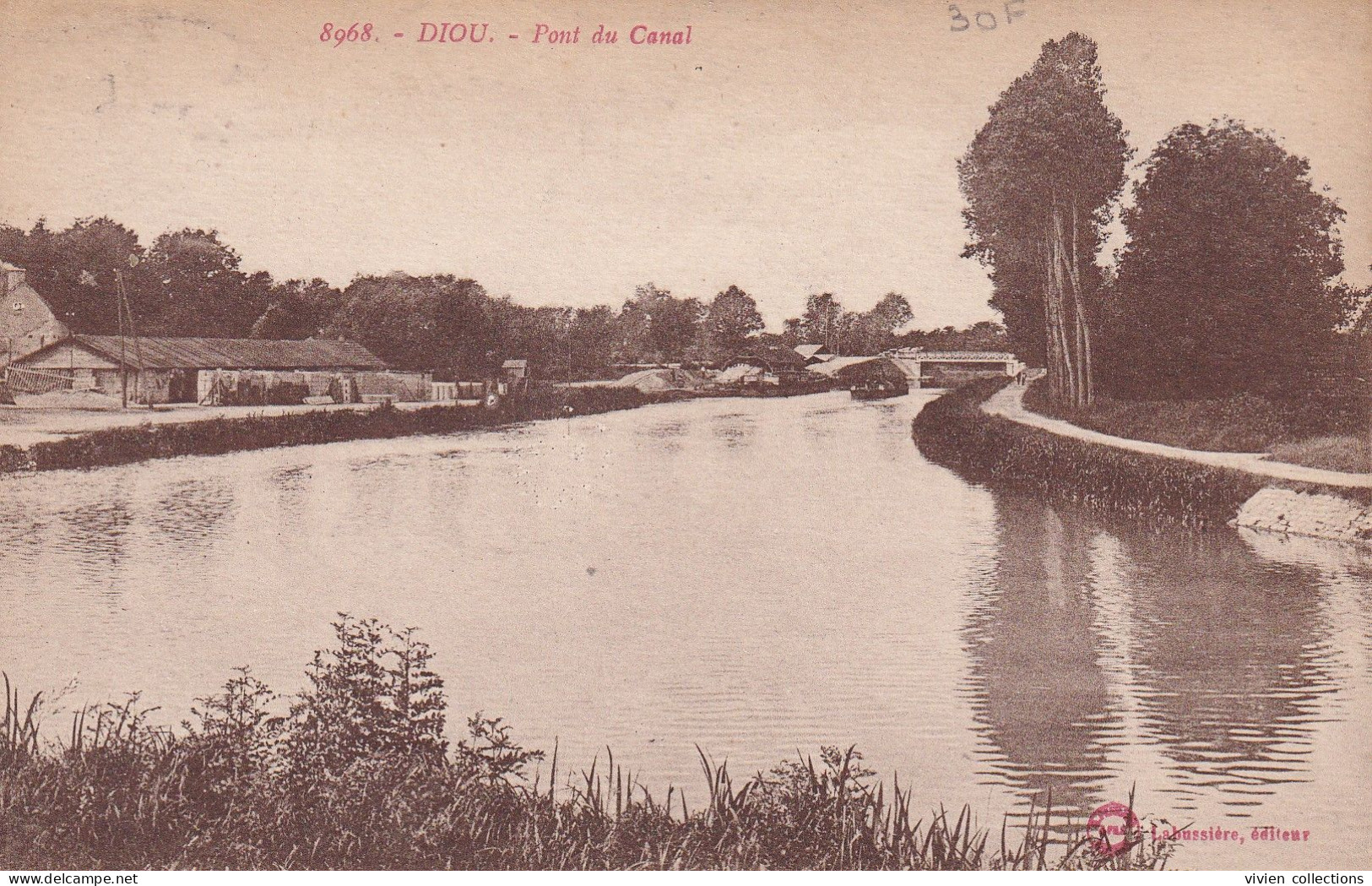 Diou (03 Allier) Pont Du Canal - édit. Labussière N° 8968 Circulée 1929 - Autres & Non Classés