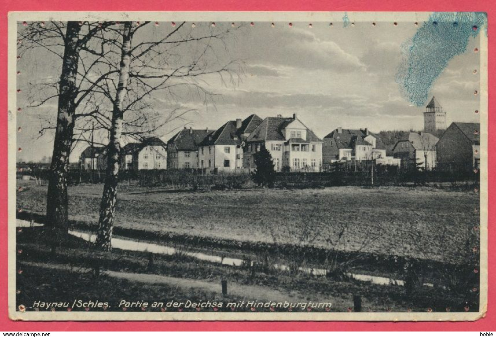 Haynau = Chojnów - Schlesien Polen Polska : Deichsa Mit Hindenburgturm / Stempel Weimar Rep.1923. Nadellöcher Rund Karte - Pologne