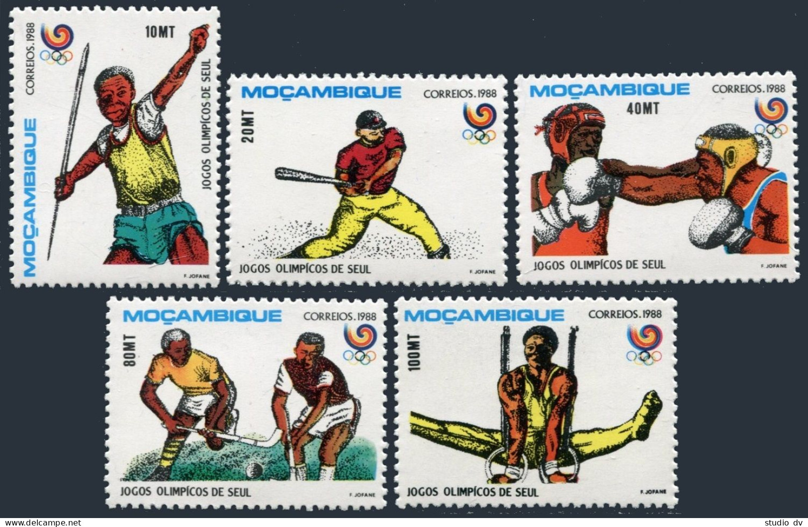 Mozambique 1035-1039 Short,MNH.Mi 1113-17. Olympics Seoul-1988,Javelin,Baseball, - Mozambique