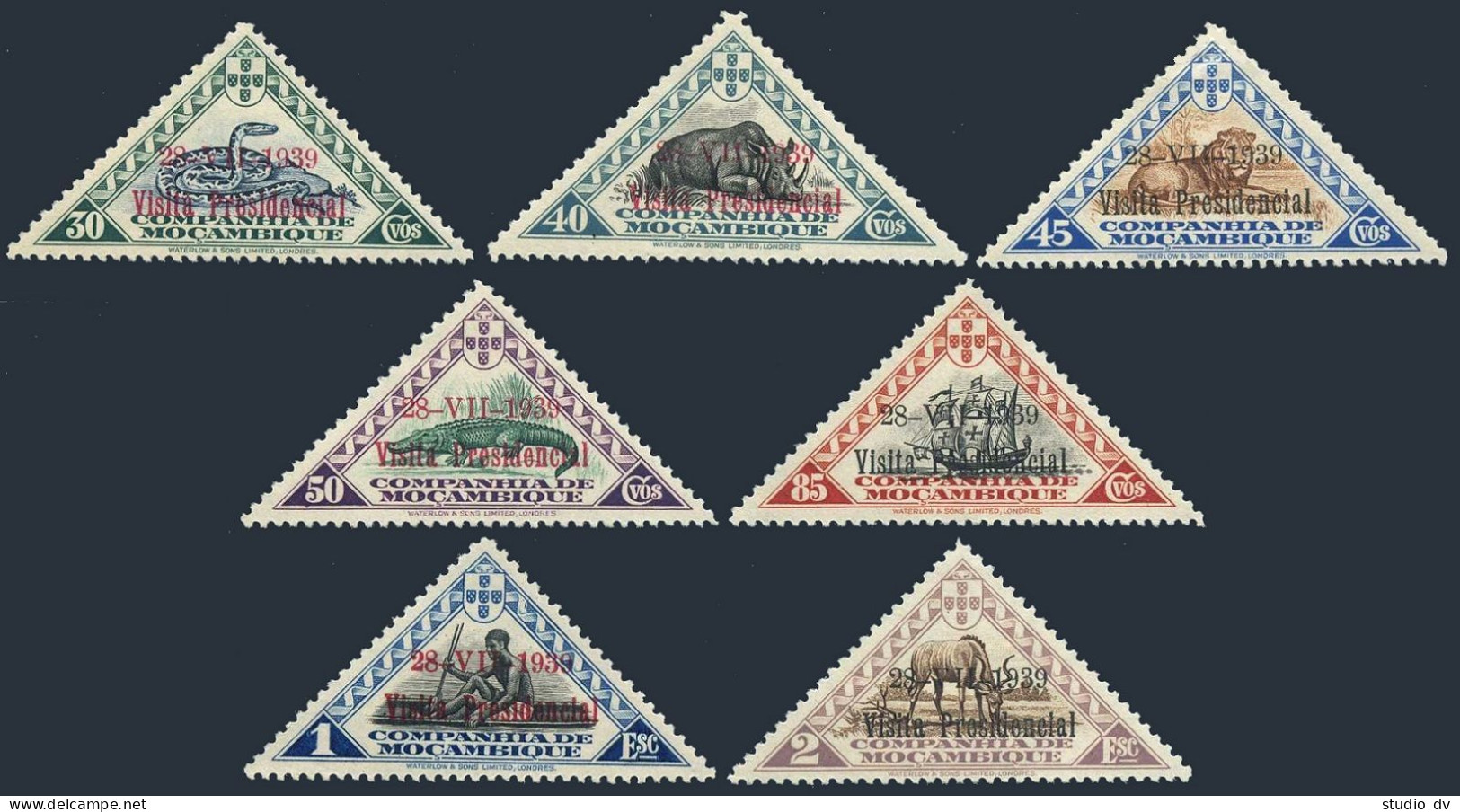 Mozambique Co 194-200,hinged.Mi 220-226. Fauna Overprint:Visit Of President,1939 - Mozambique
