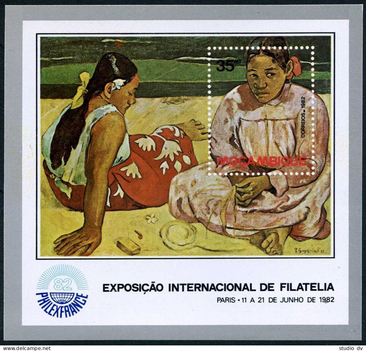 Mozambique 819 Sheet,MNH. Mi Bl.14. PHILEXFRANCE-1982.Tahitian Women By Gauguin. - Mozambico