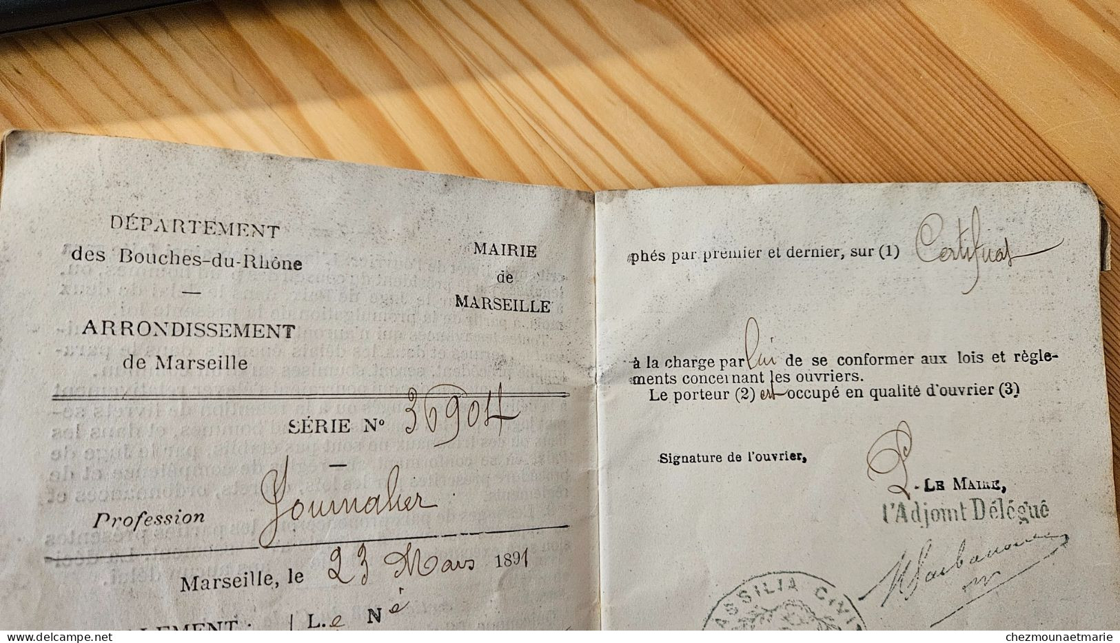 1891 Marseille LIVRET D OUVRIER De Aubin Jean Né à La Bâtie Neuve - Historical Documents