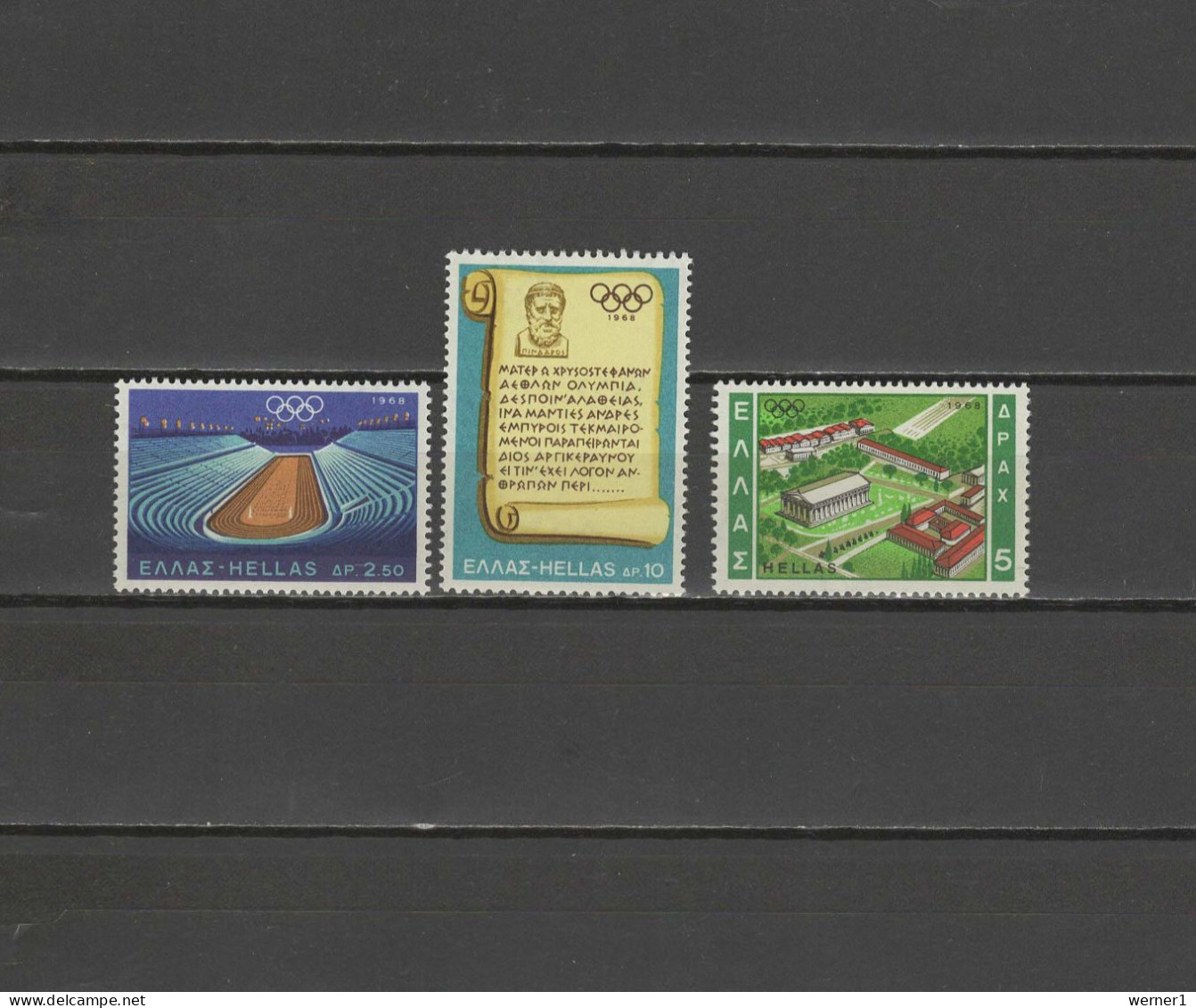 Greece 1968 Olympic Games Mexico, Set Of 3 MNH - Ete 1968: Mexico