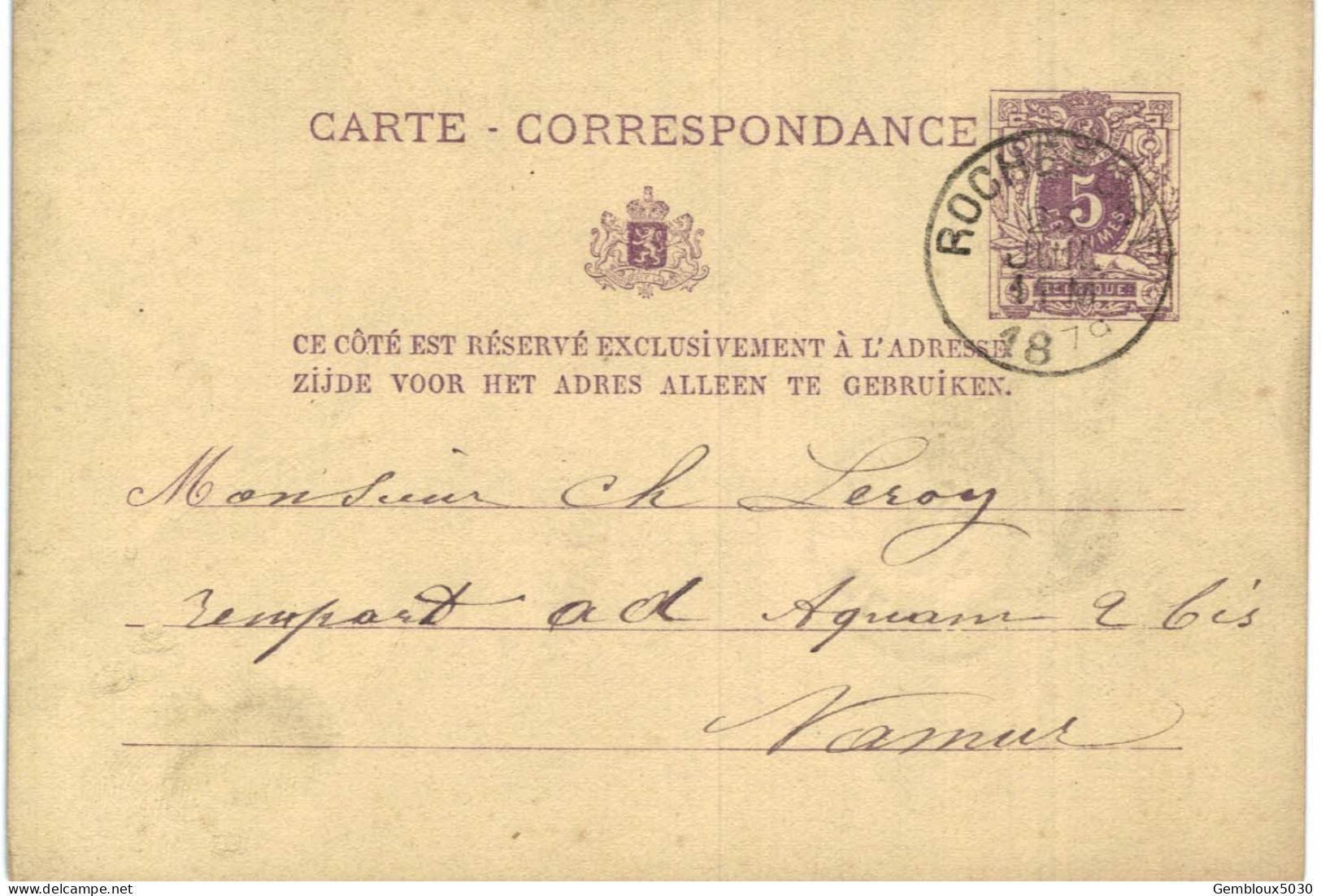 Carte-correspondance N° 28 écrite De Rochefort Vers Jumet - Letter-Cards