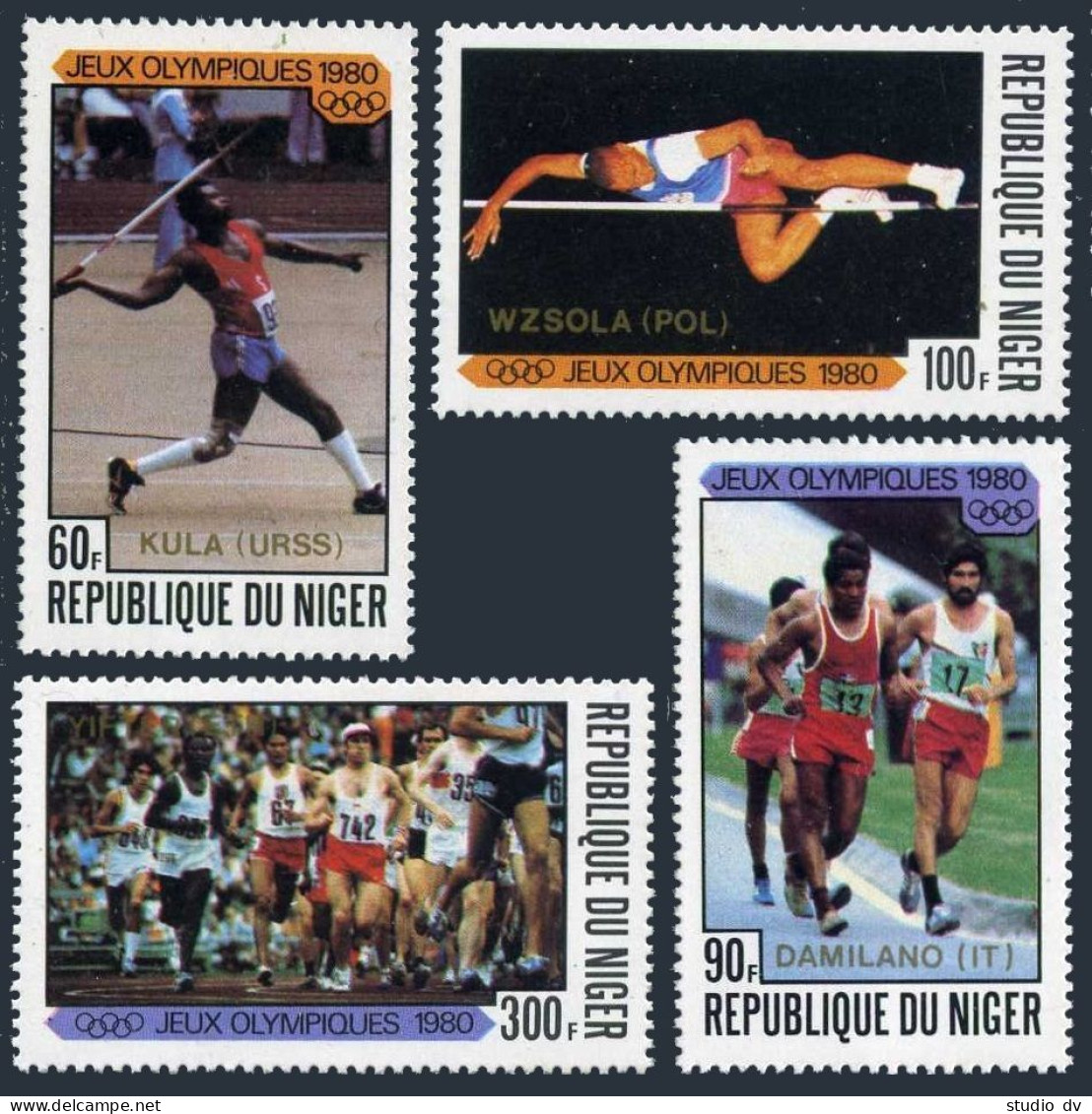 Niger 527-530,531, MNH. Mi 714-717,Bl.30. Olympics Moscow-1980. Winners:Javelin, - Niger (1960-...)