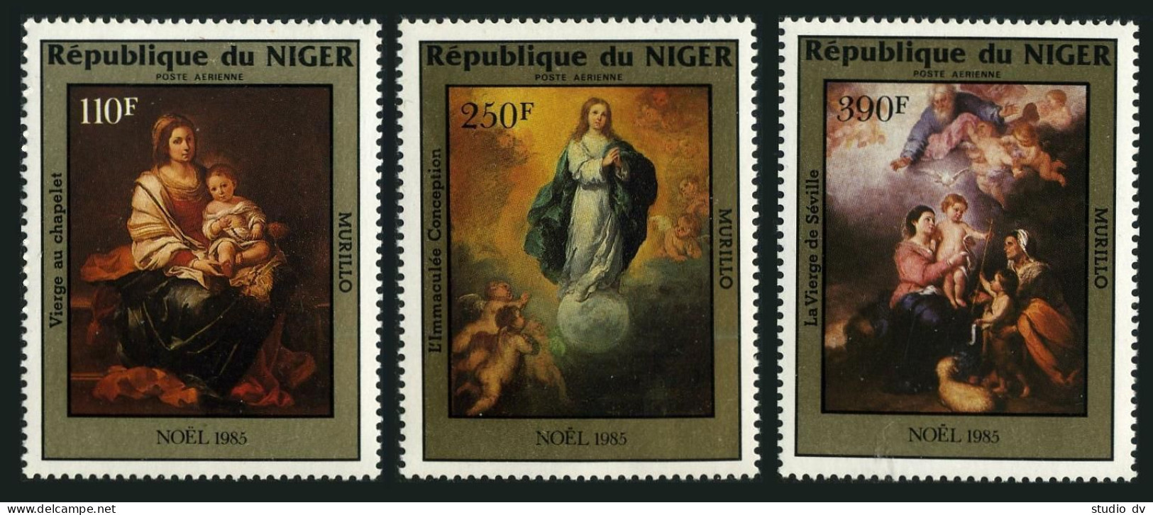 Niger C358-C360,MNH.Michel 974-976. Christmas 1985.Art By Bartolome Murillo. - Niger (1960-...)