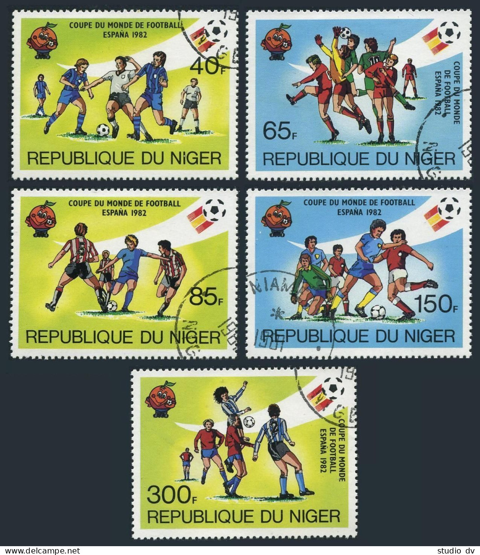 Niger 557-561,CTO.Michel 747-771. 1981.World Soccer Cup Spain-1982. - Niger (1960-...)