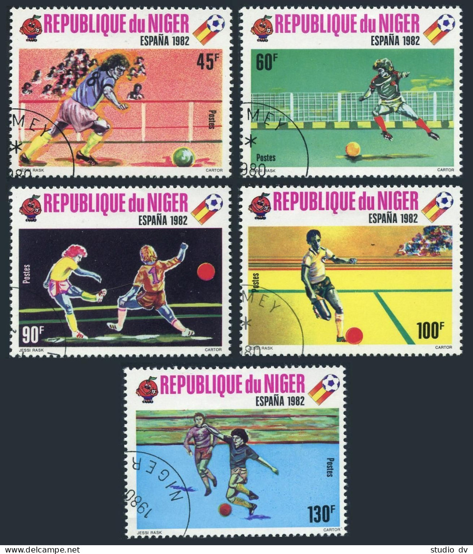 Niger 521-525,CTO.Michel 719-723. 1980.World Soccer Cup Spain-1982. - Niger (1960-...)