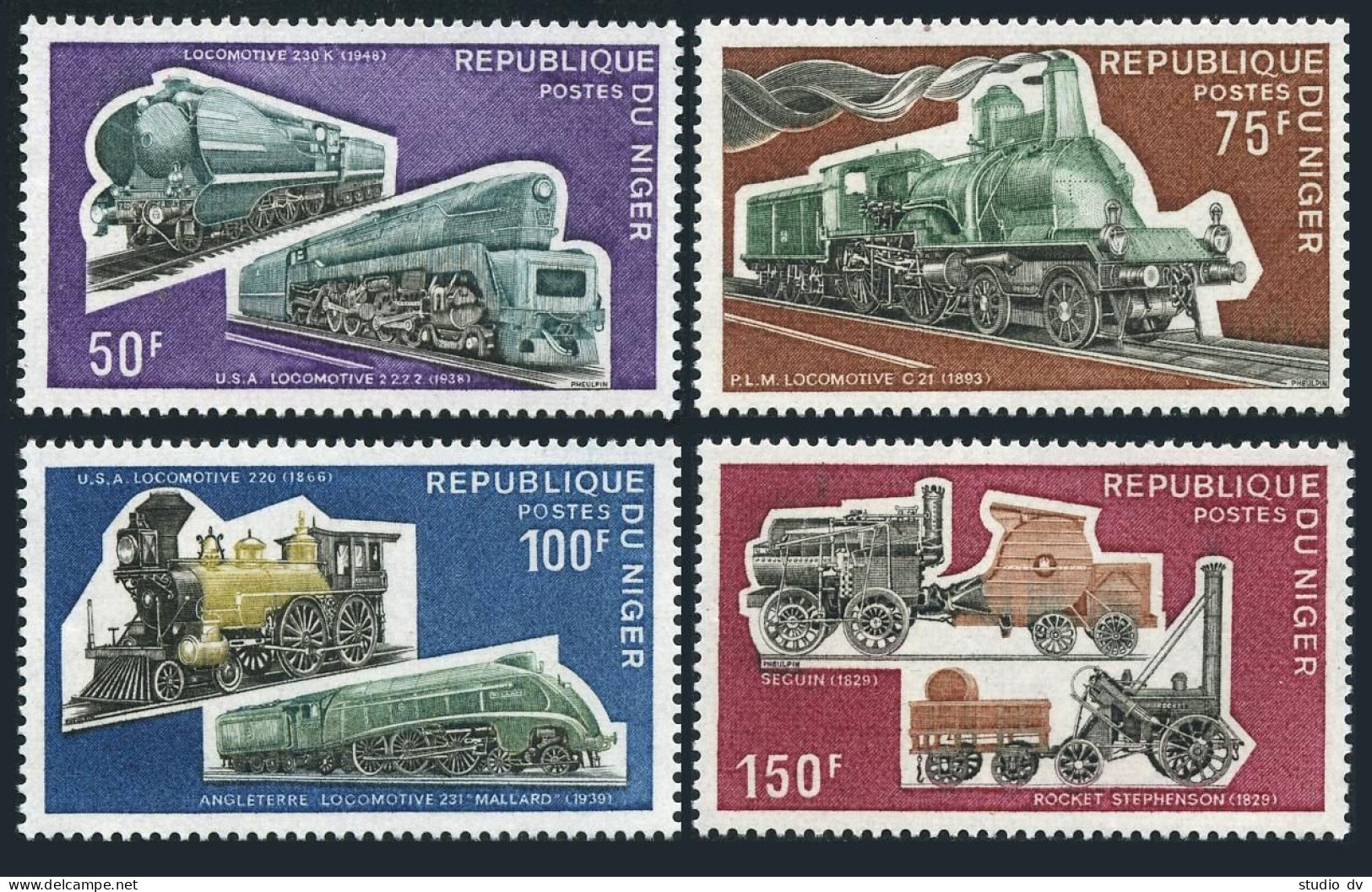 Niger 298-301,MNH.Michel 426-429. Locomotives,1974. - Niger (1960-...)