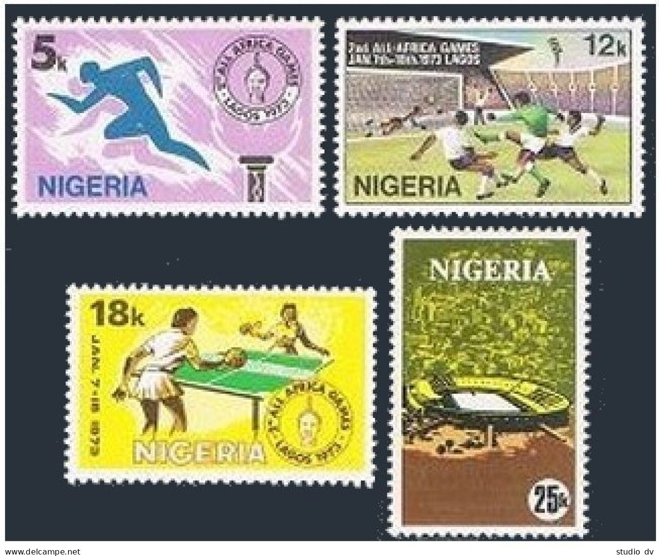 Nigeria 287-290,MNH. All-Africa Games,1973. Soccer,Running,Table Tennis.Stadium. - Niger (1960-...)