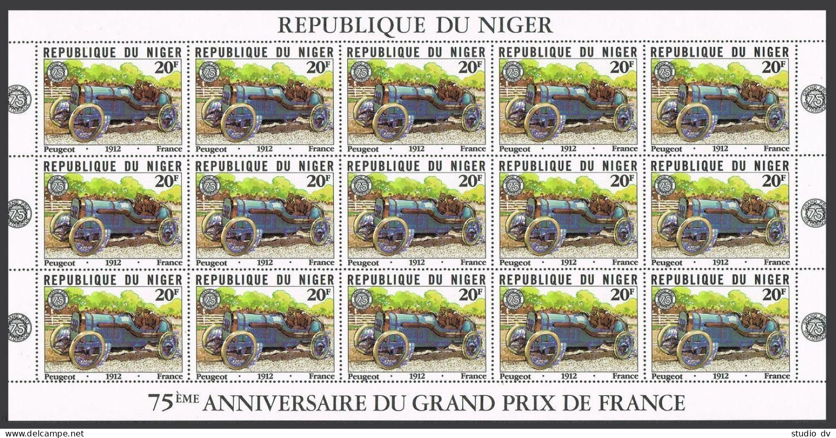 Niger 563-567 Sheets,MNH.Michel 773-777. Grand Prix,75th Ann.1982.Winners,Cars. - Niger (1960-...)