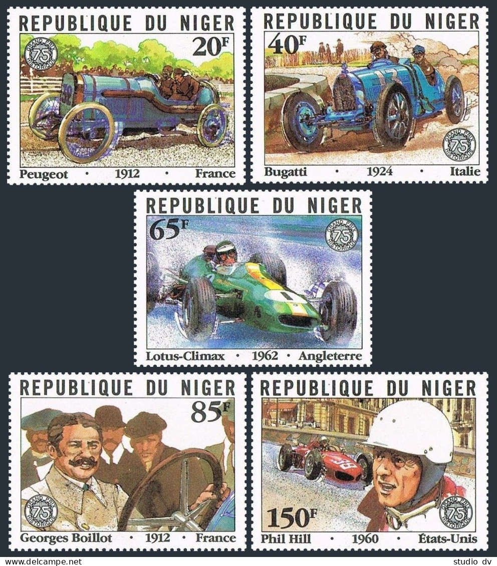 Niger 563-567 Sheets,MNH.Michel 773-777. Grand Prix,75th Ann.1982.Winners,Cars. - Niger (1960-...)