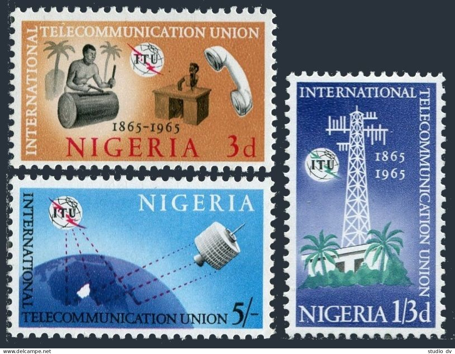 Nigeria 175-177, MNH. Michel 166-168. ITU-100,1965. Drummer,Satellite,Telephone. - Niger (1960-...)