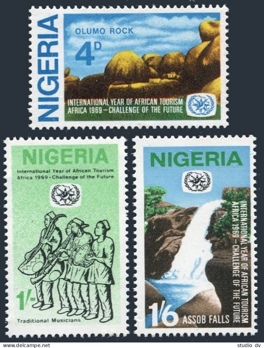 Nigeria 232-234, MNH. Mi 226-228. African Tourism, 1969. Rock, Assob Falls,Music - Niger (1960-...)