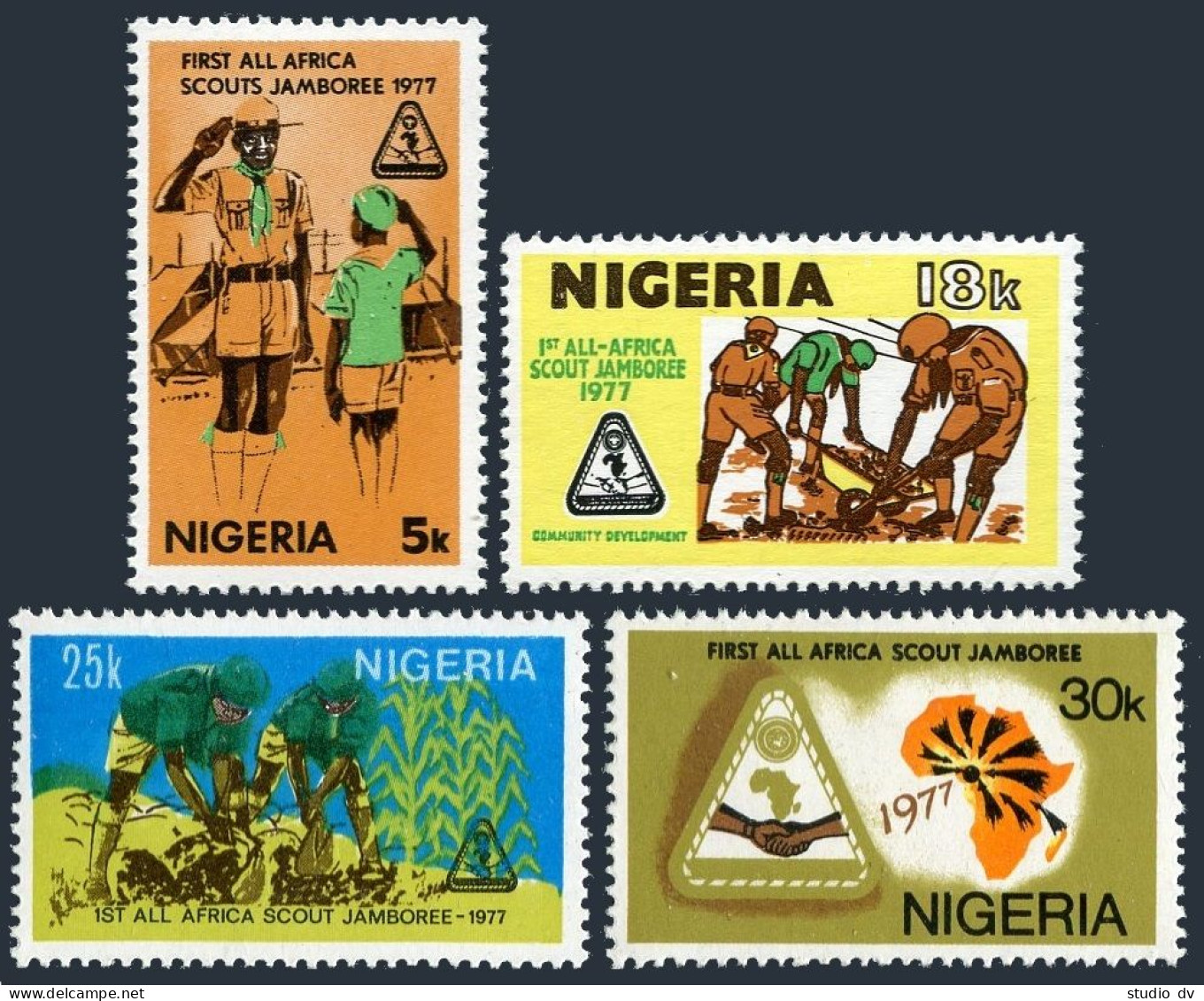 Nigeria 348-351, MNH. Mi 331-334. All-Africa Boy Scout Jamboree, 1977. Farm,Map. - Niger (1960-...)