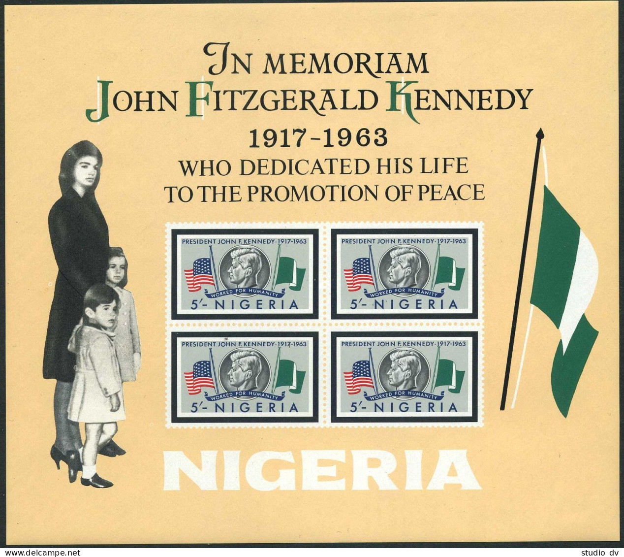 Nigeria 161a Sheet, MNH. Michel Bl.3. President John F. Kennedy, 1964. Flags. - Niger (1960-...)