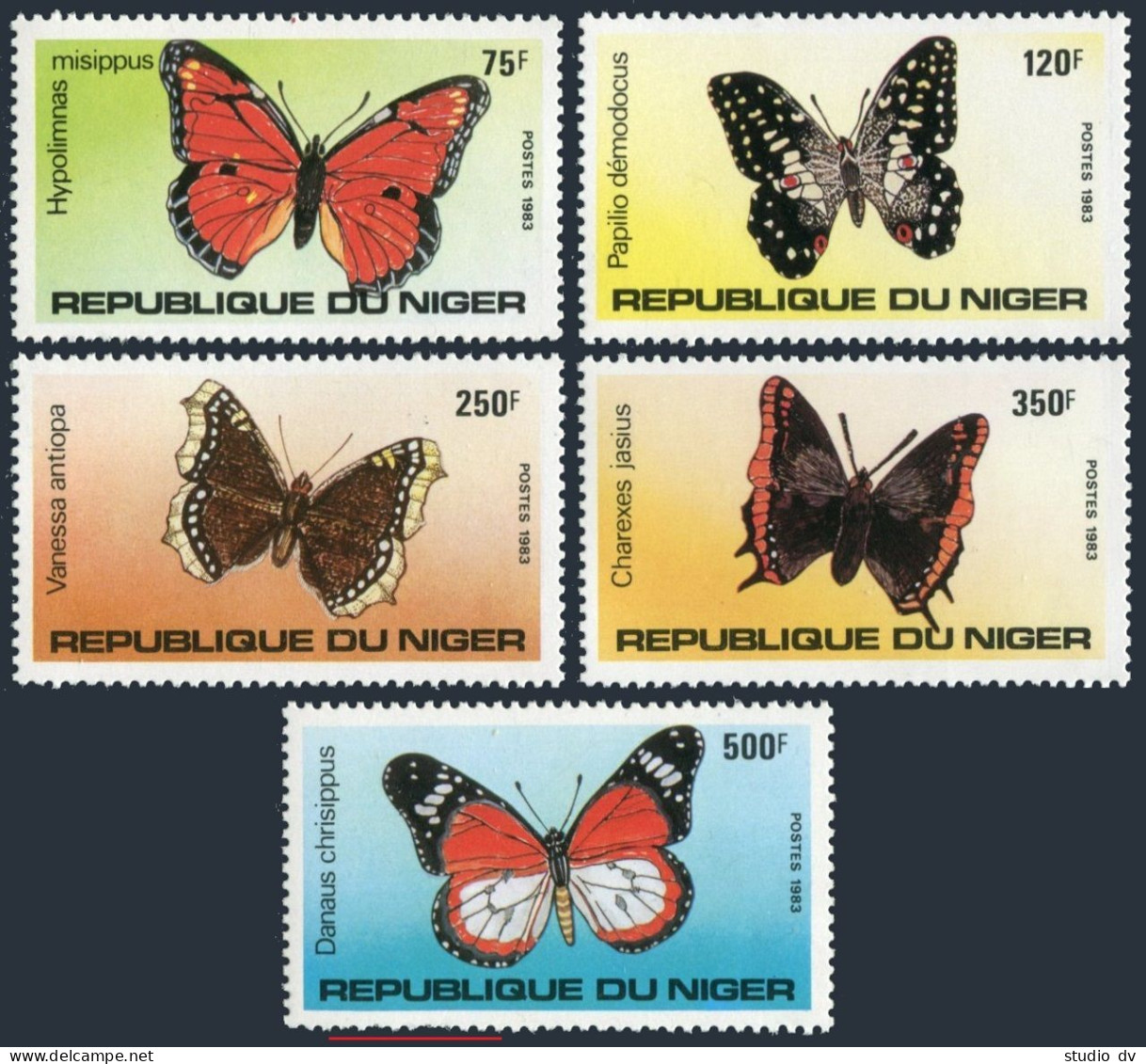 Niger 643-647, MNH. Michel 867-871. Local Butterflies, 1983. - Niger (1960-...)