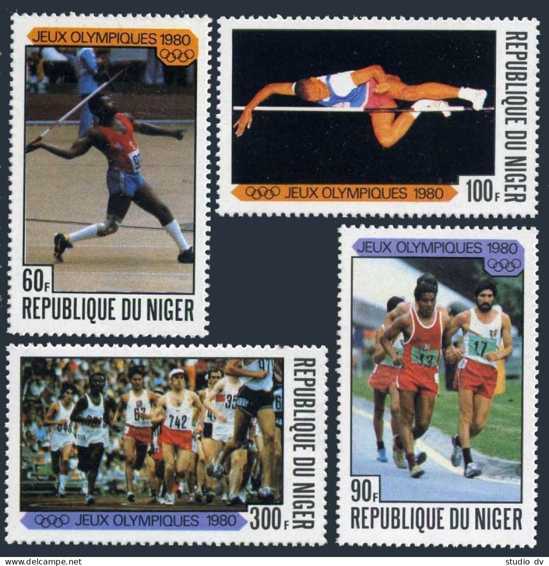 Niger 507-510, MNH. Mi 695-698. Olympics Moscow-1980. Javelin, Walking,Marathon. - Niger (1960-...)