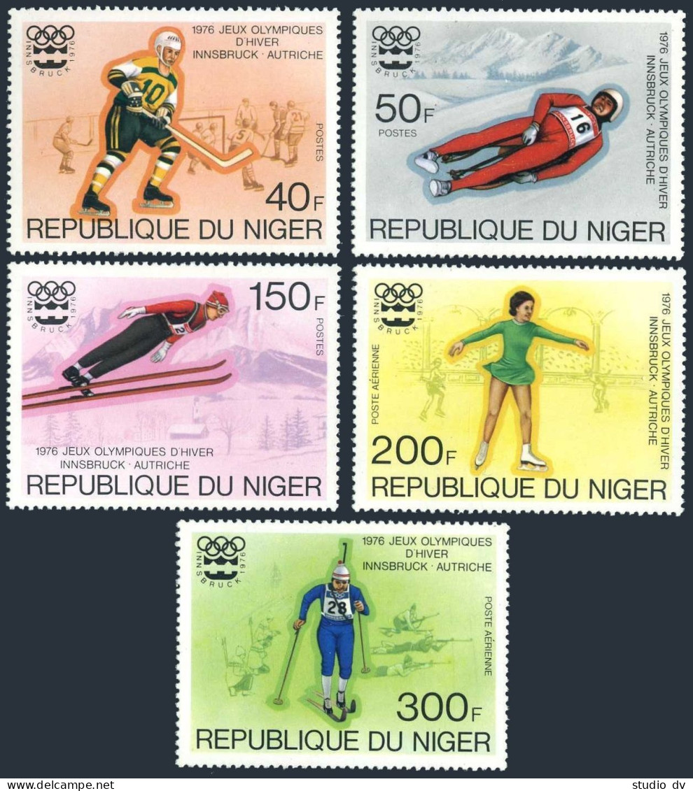 Niger 347-349,C266-C268,MNH.Michel 506-510,Bl.12. Olympic Innsbruck-1976:Hockey, - Niger (1960-...)