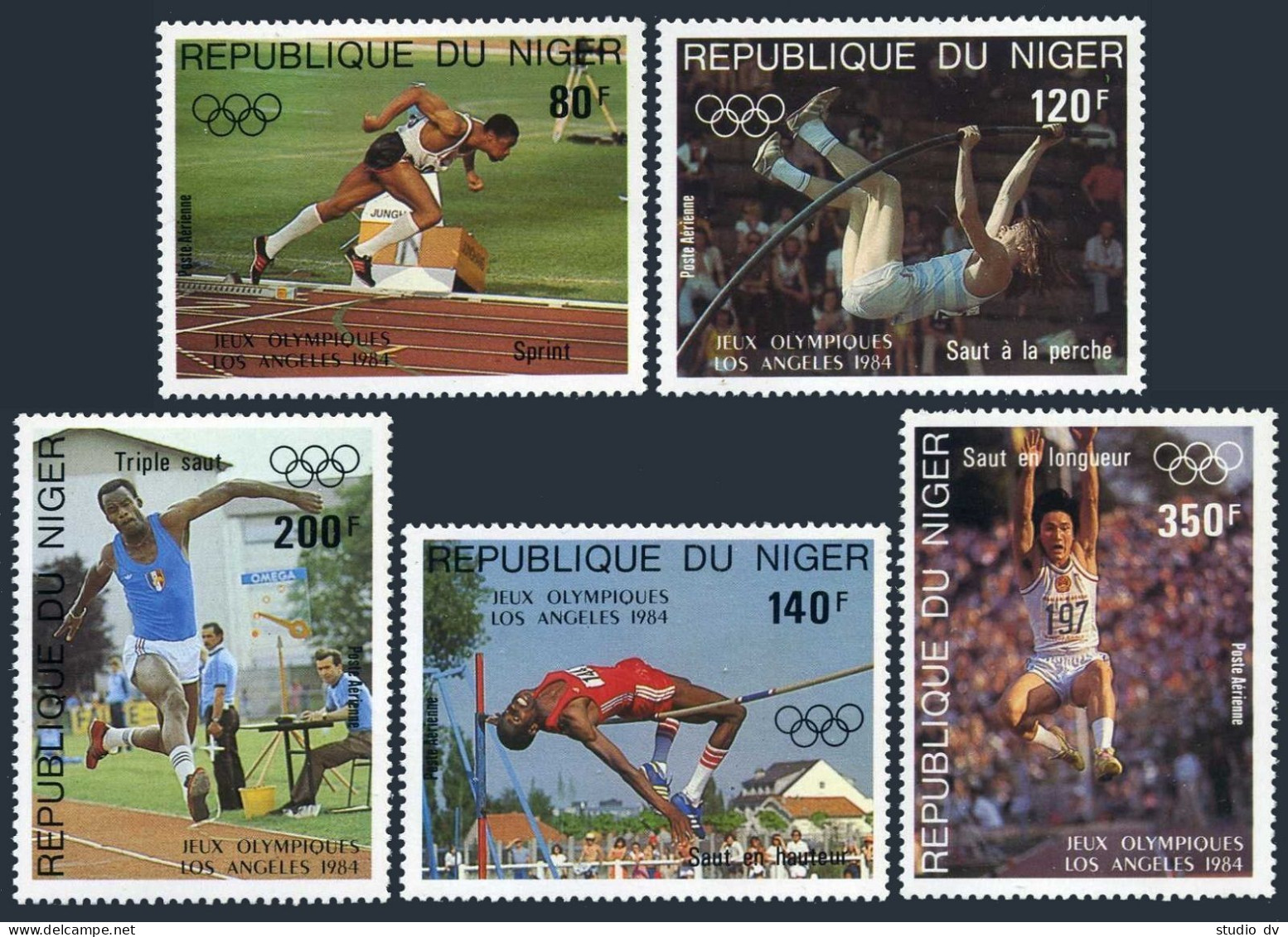 Niger C332-C336,MNH.Michel 876-880. Pre-Olympics Year Los-Angeles-1984.Sprint, - Niger (1960-...)