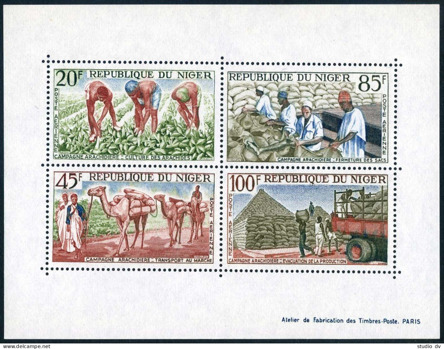 Niger C31-C34,C34a,MNH.Michel 53-56,Bl.1. Peanut Industry,1963.Caravan:Camels. - Niger (1960-...)