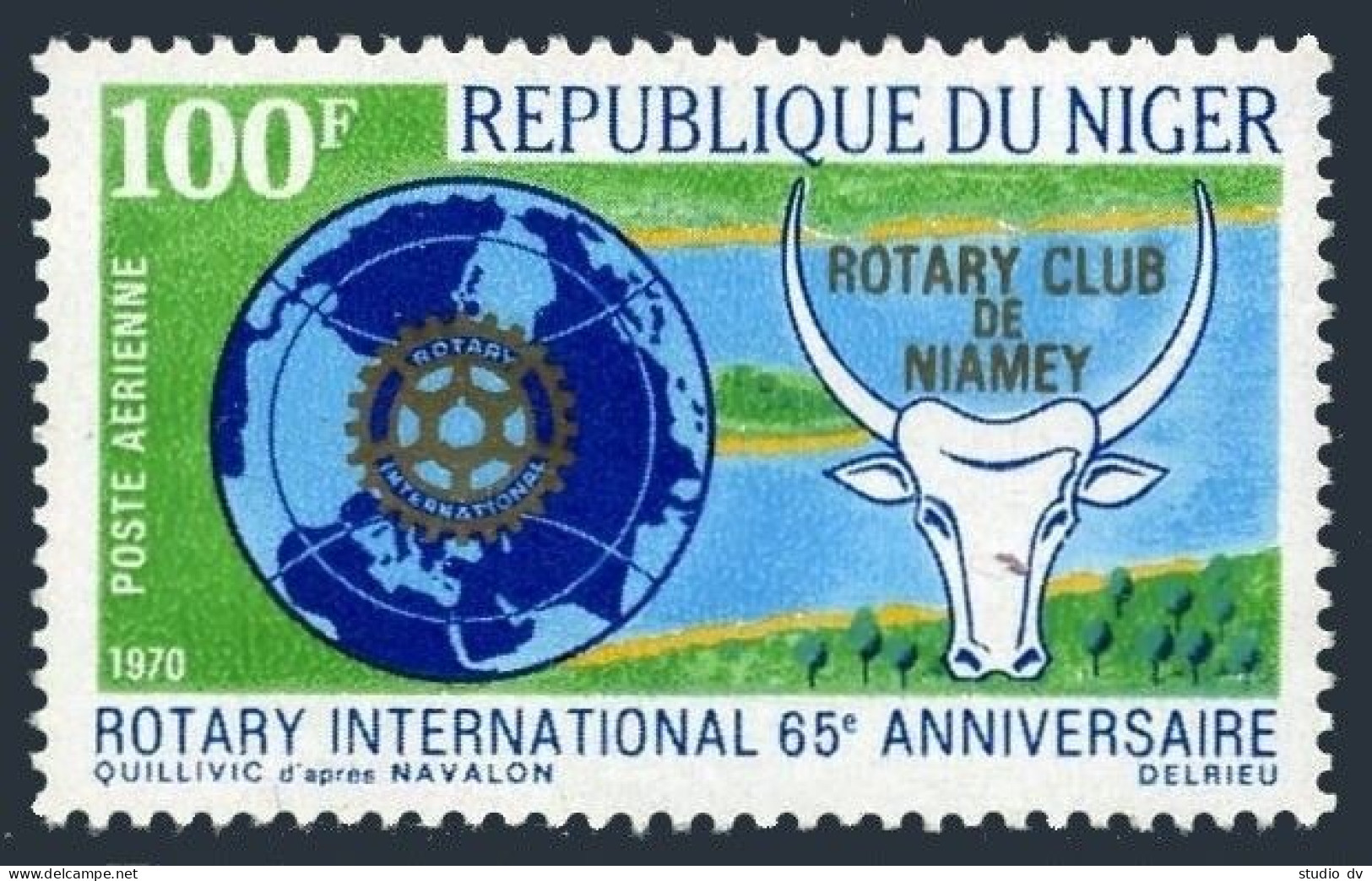 Niger C121,MNH.Michel 245. Rotary International Club,65,1970.Globe.Animal. - Niger (1960-...)