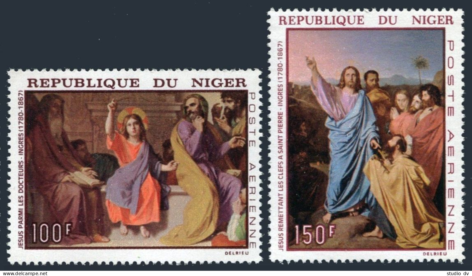 Niger C76-C77, MNH. Michel 170-171. Christmas 1967. Jean Dominique Ingres. - Niger (1960-...)